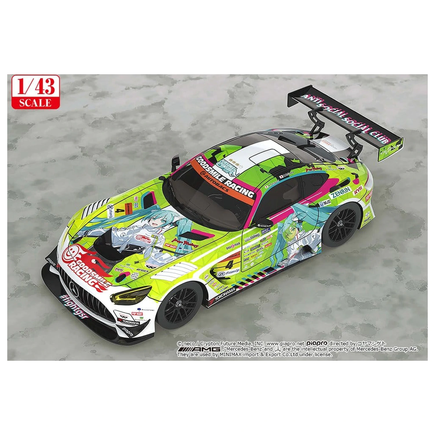 Hatsune Miku GT Project jármű 1/43 Good Smile Hatsune Miku AMG 2022 Season Opening Ver. 11 cm termékfotó