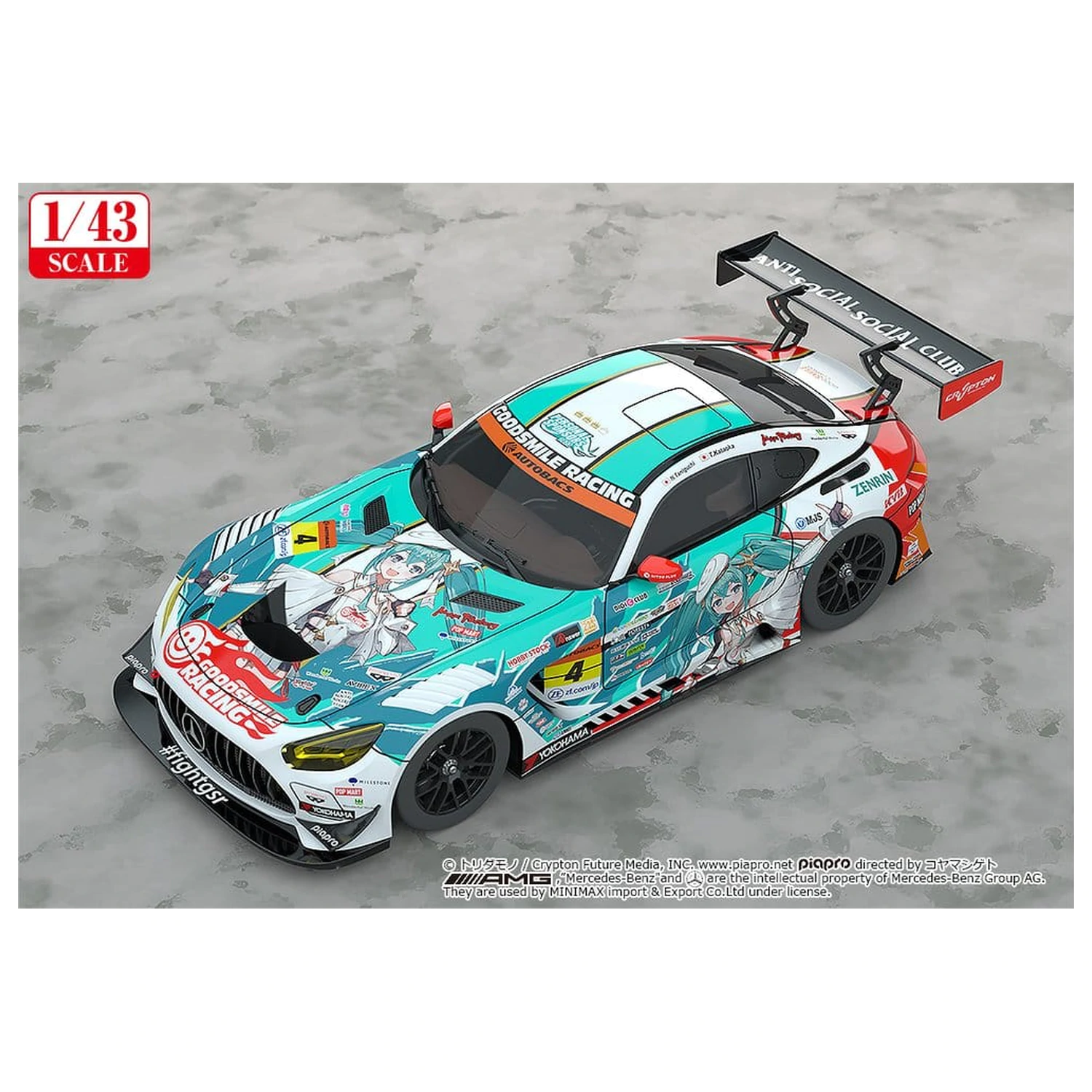 Hatsune Miku GT Project jármű 1/43 Good Smile Hatsune Miku AMG 2023 Season Opening Ver. 11 cm termékfotó