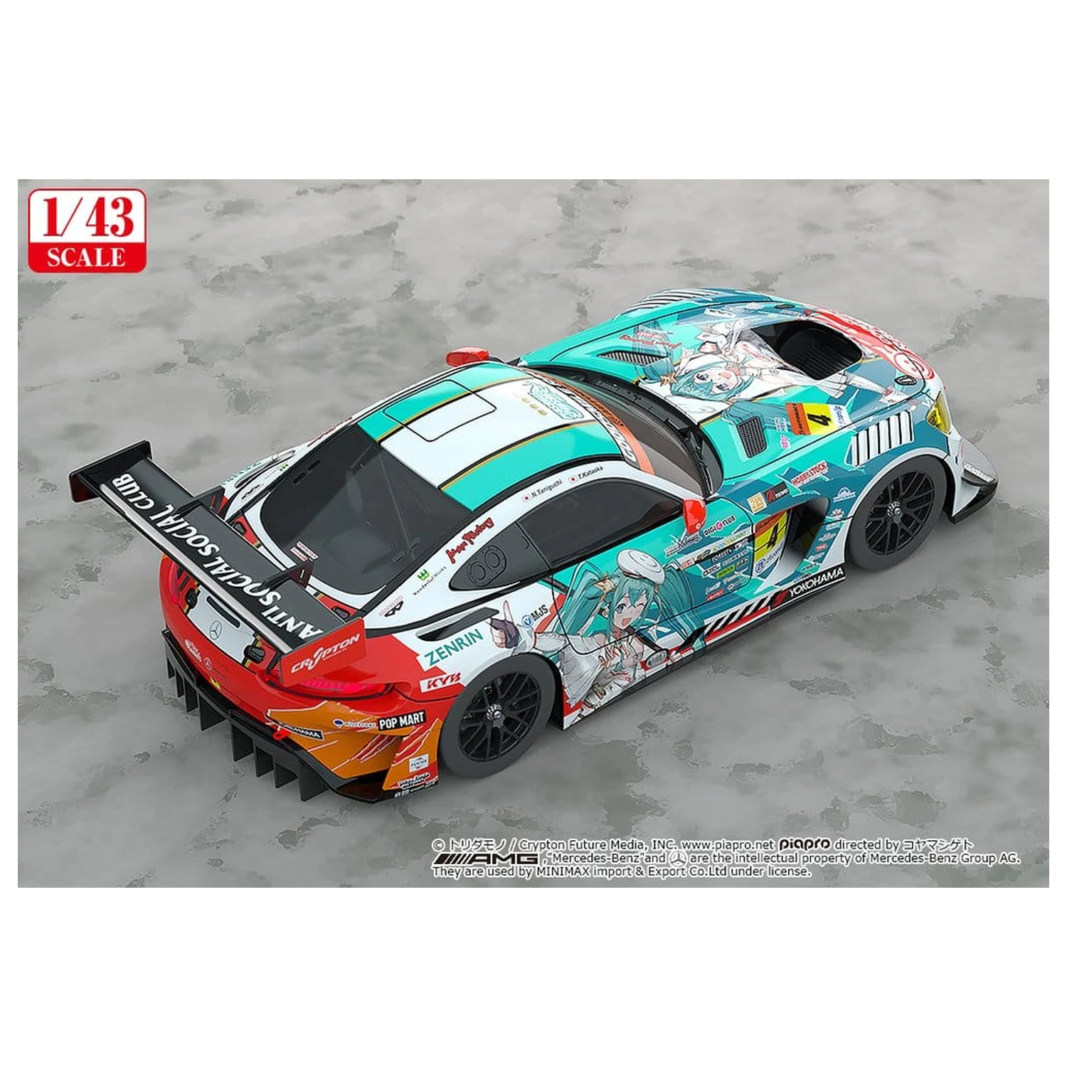Hatsune Miku GT Project jármű 1/43 Good Smile Hatsune Miku AMG 2023 Season Opening Ver. 11 cm termékfotó