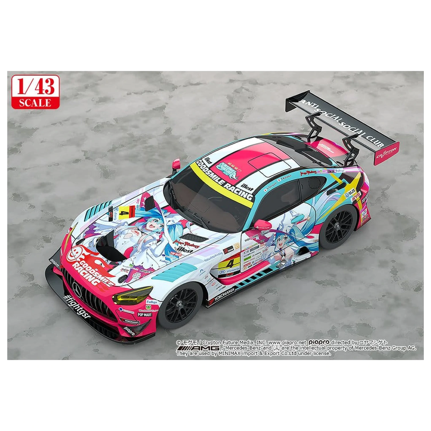 Hatsune Miku GT Project jármű 1/43 Good Smile Hatsune Miku AMG 2024 Season Opening Ver. 11 cm termékfotó