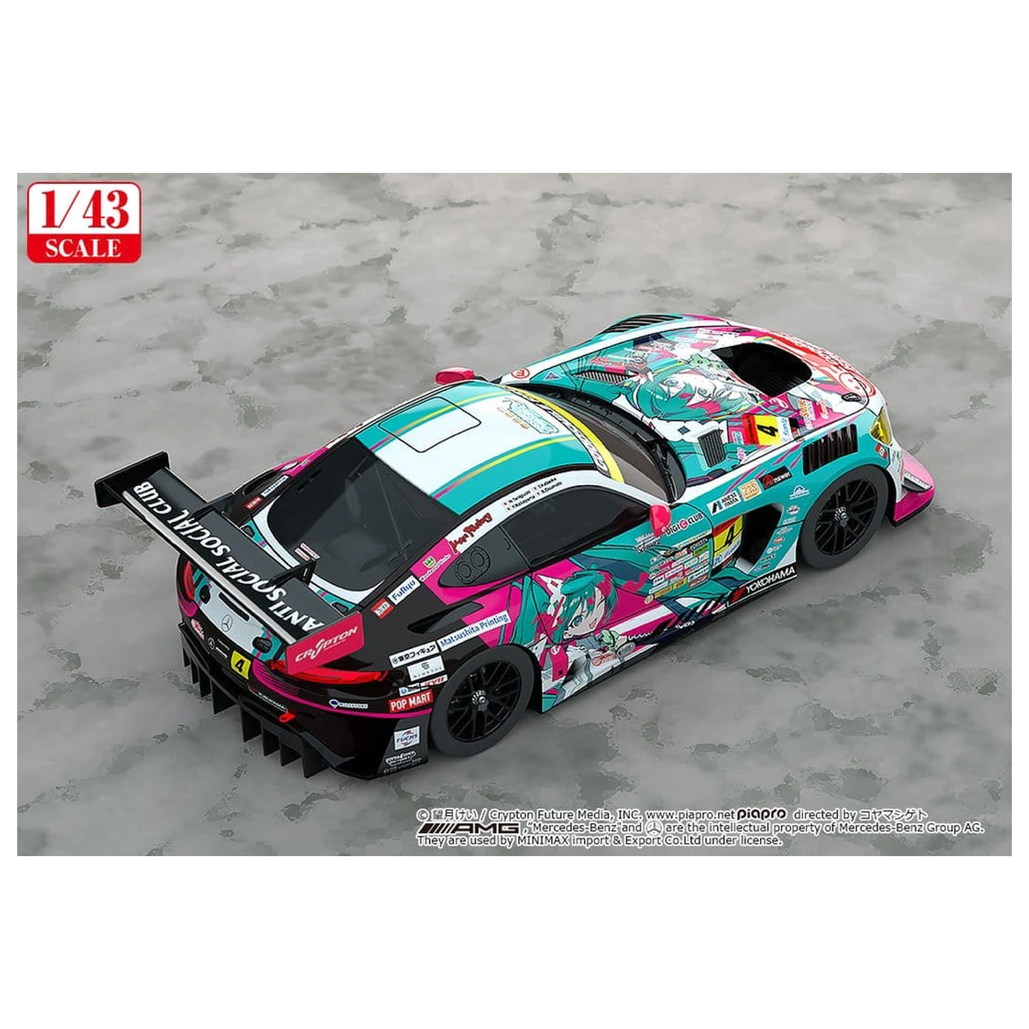 Hatsune Miku GT Project jármű 1/43 Good Smile Hatsune Miku AMG 2025 Season Opening Ver. 11 cm termékfotó