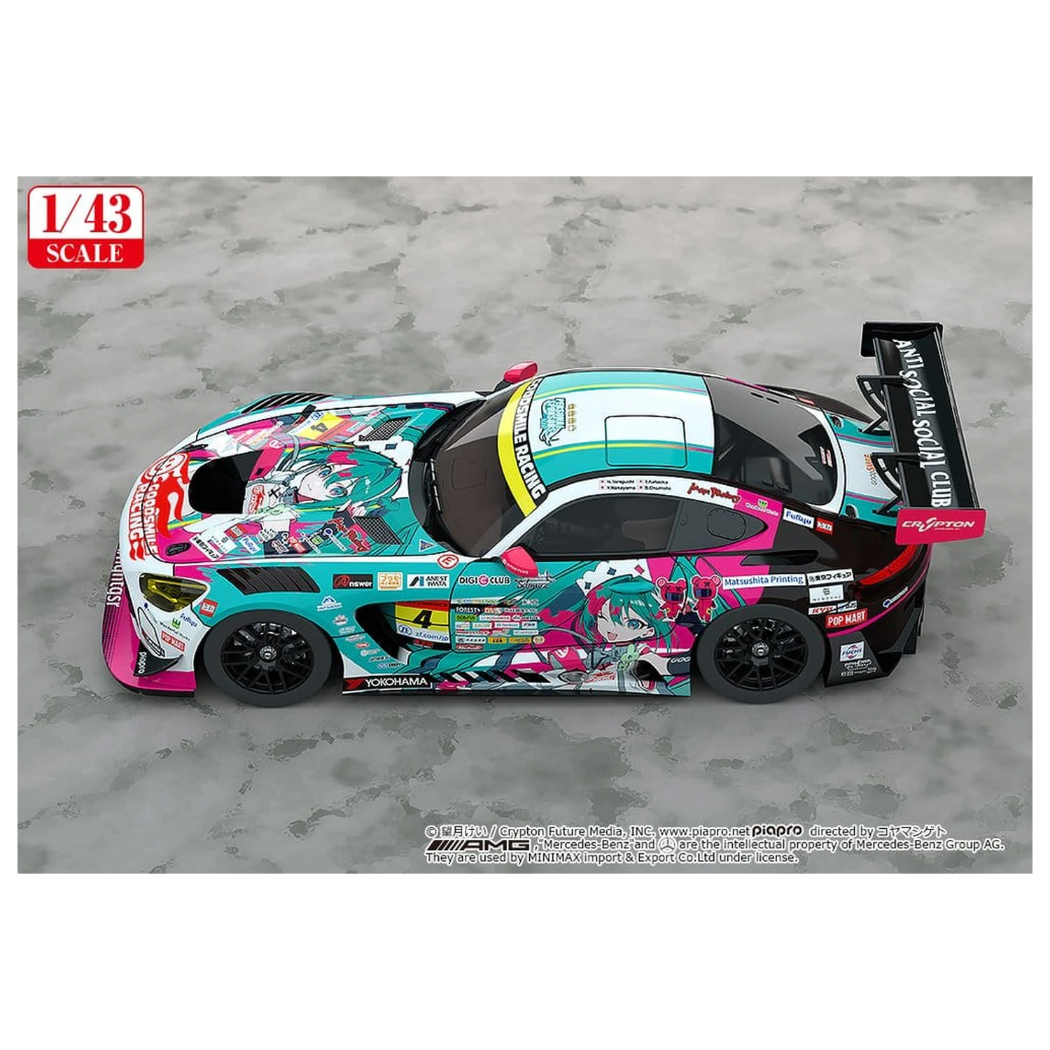 Hatsune Miku GT Project jármű 1/43 Good Smile Hatsune Miku AMG 2025 Season Opening Ver. 11 cm termékfotó
