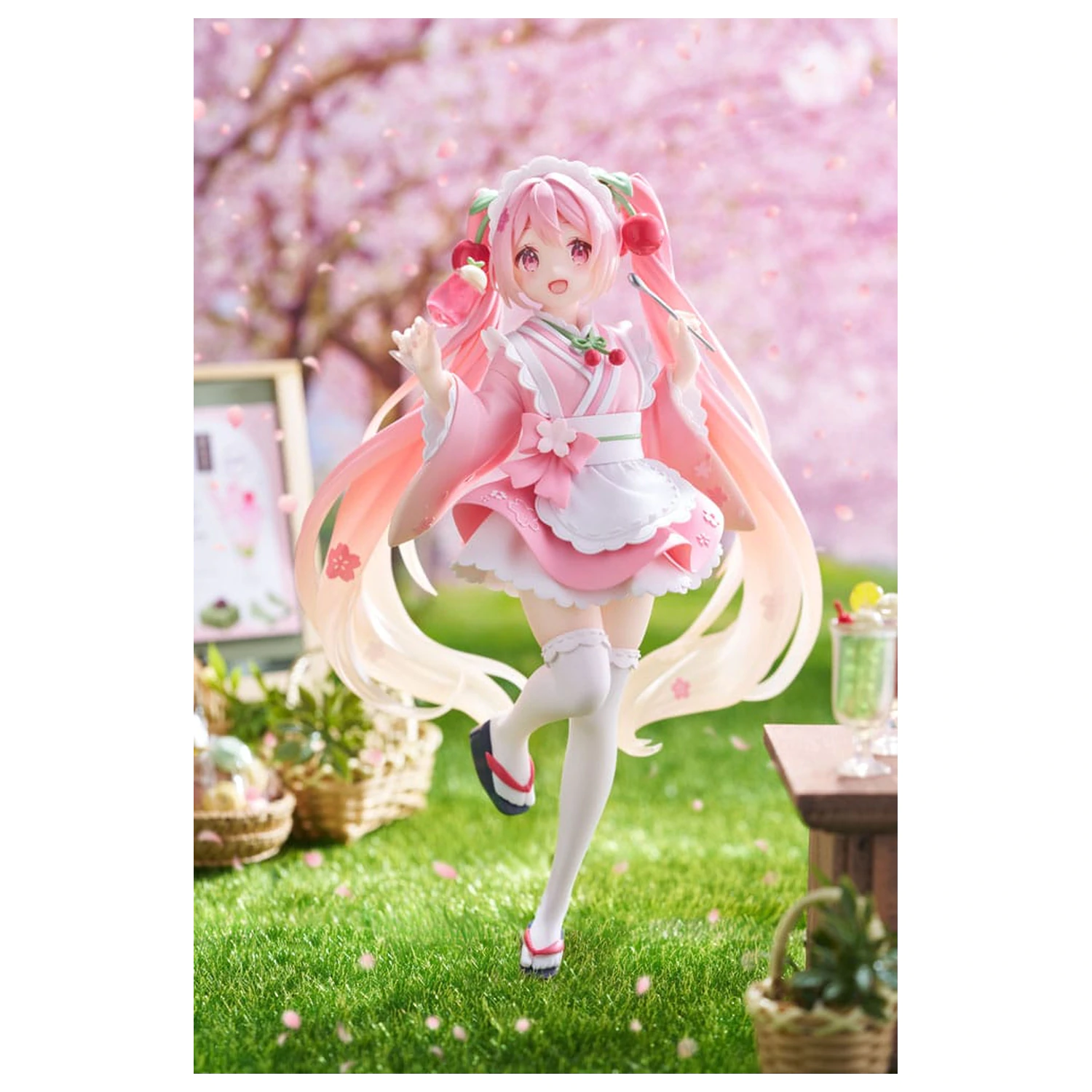 Hatsune Miku Newley Written Sakura Miku Japanese Cafe Ver. Reissue PVC szobor figura 18 cm termékfotó