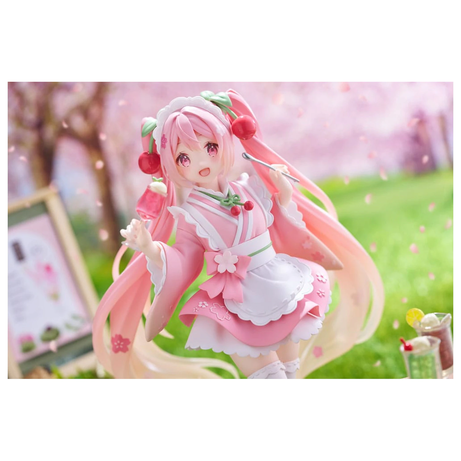 Hatsune Miku Newley Written Sakura Miku Japanese Cafe Ver. Reissue PVC szobor figura 18 cm termékfotó