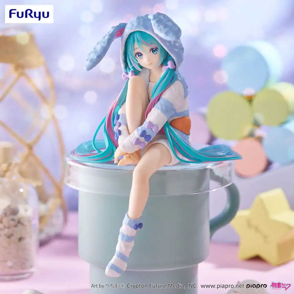 Hatsune Miku Noodle Stopper Hatsune Miku Rabbit Ear Hood Pajama Blue Color Ver. PVC szobor figura 14 cm termékfotó