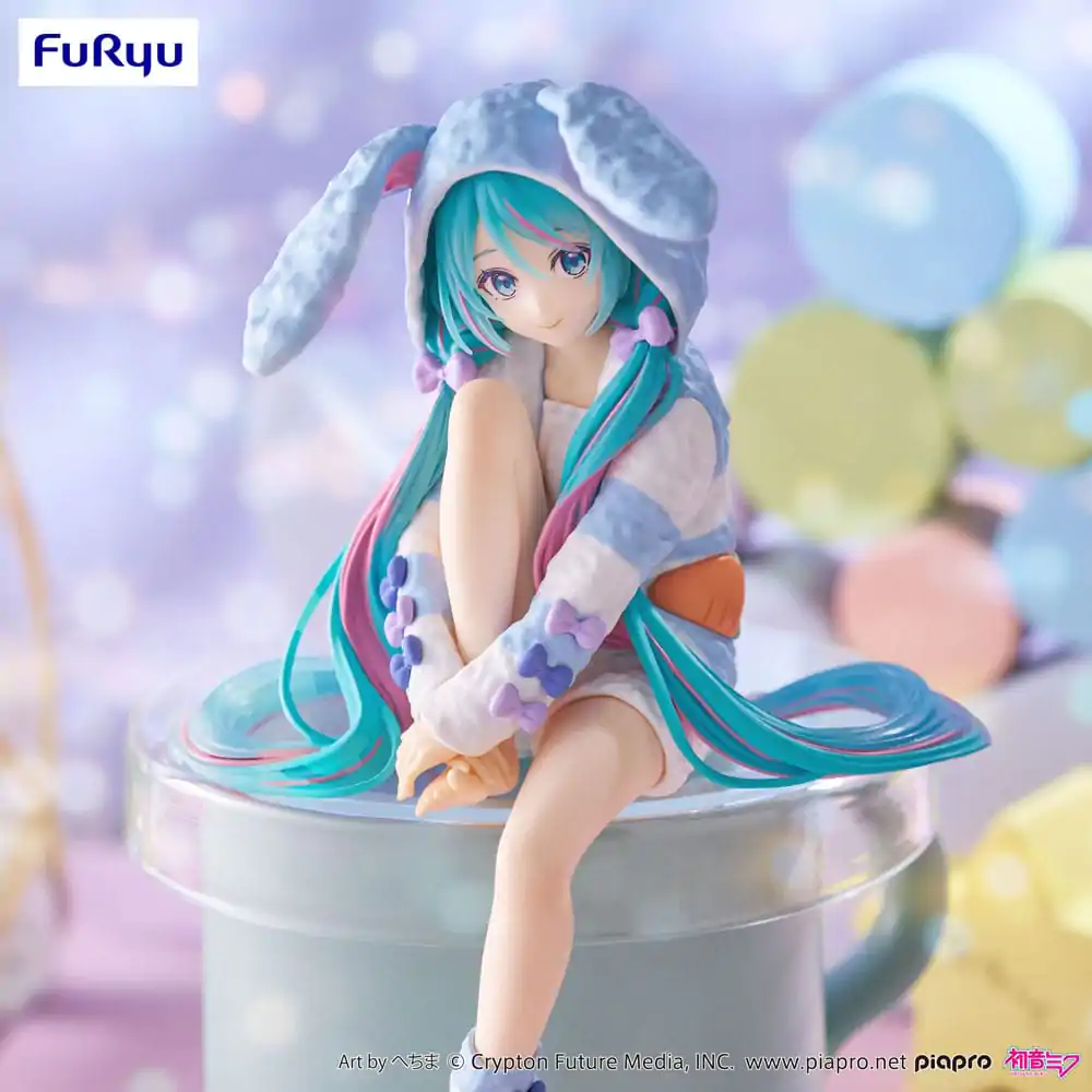 Hatsune Miku Noodle Stopper Hatsune Miku Rabbit Ear Hood Pajama Blue Color Ver. PVC szobor figura 14 cm termékfotó