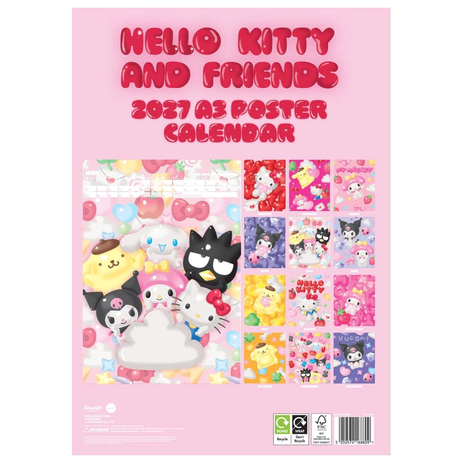 Hello Kitty A3 Poster naptár 2027 termékfotó