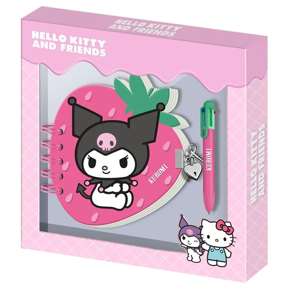 Hello Kitty and Friends Kuromi Strawberry keményfedeles füzet és toll csomag termékfotó