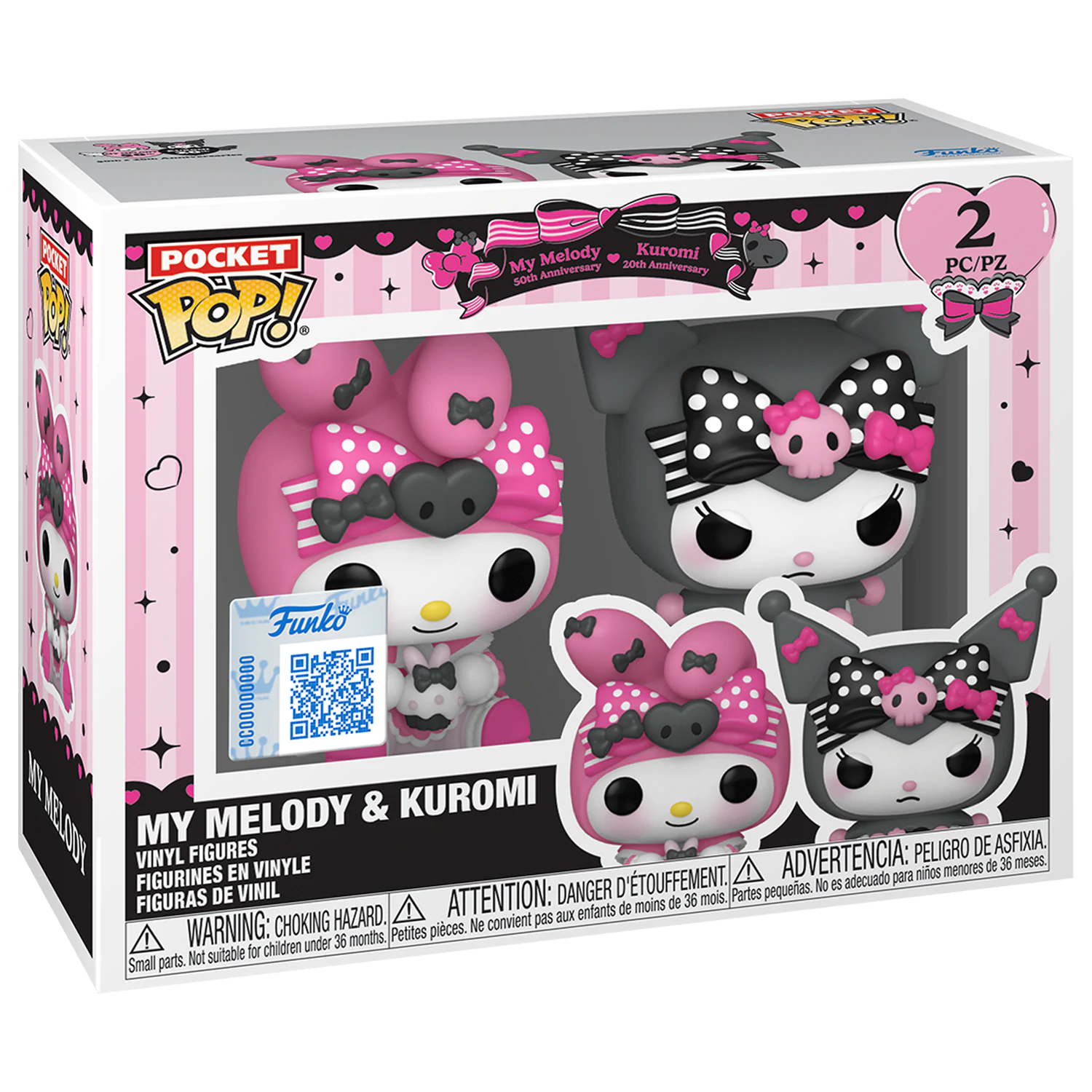 Hello Kitty Funko Pocket POP! 2 db-os Vinyl figura csomag My Melody & Kuromi 4 cm termékfotó