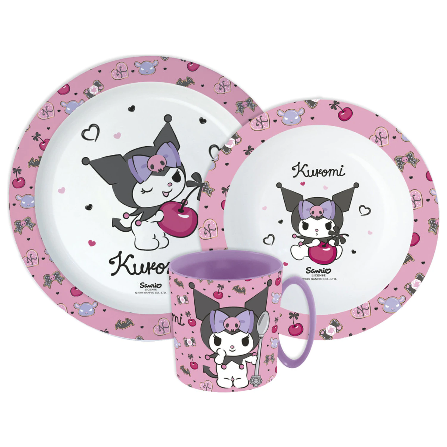 Hello Kitty Kuromi étkészlet, micro műanyag szett bögrével termékfotó