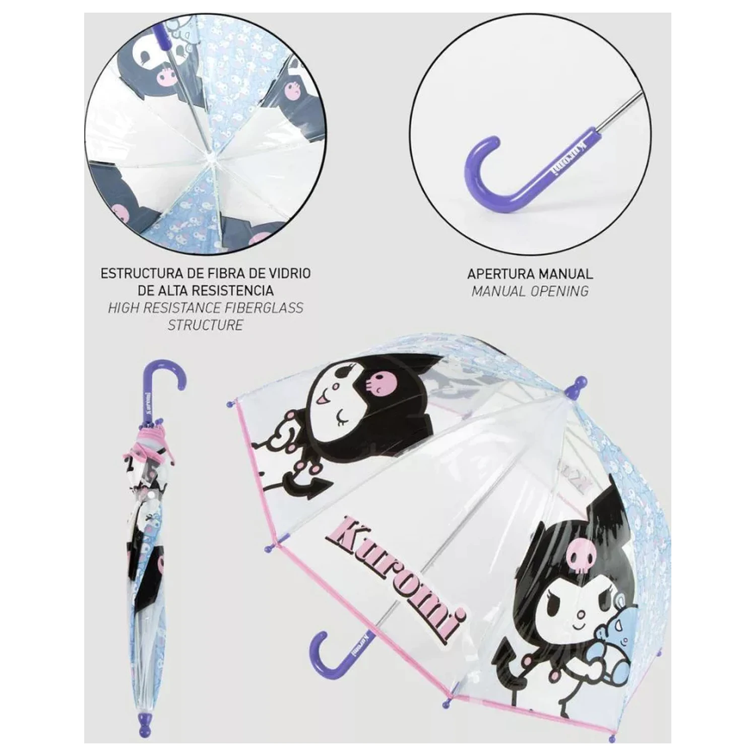 Hello Kitty Kuromi gyerek átlátszó esernyő  termékfotó