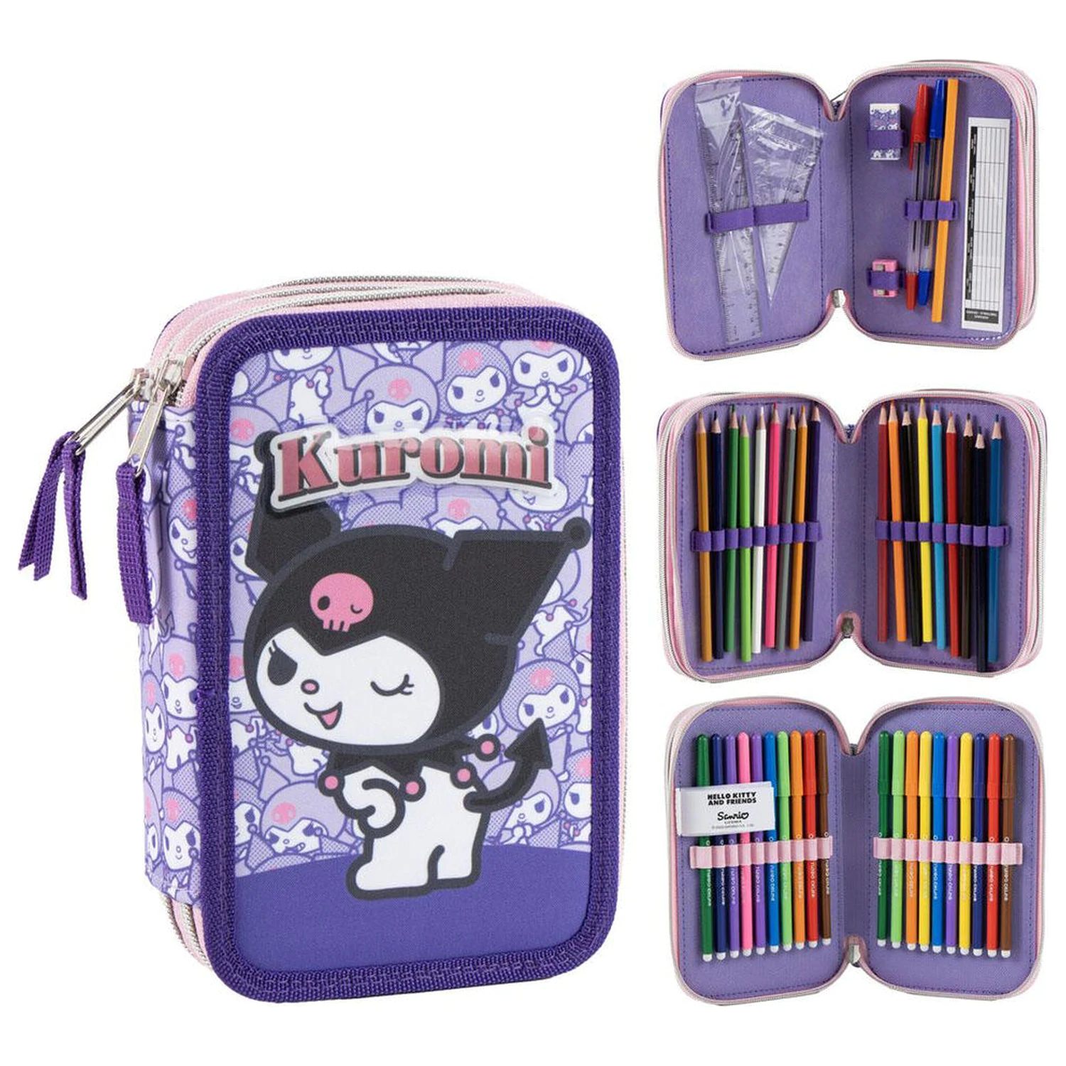 Hello Kitty Kuromi töltött tripla tolltartó termékfotó