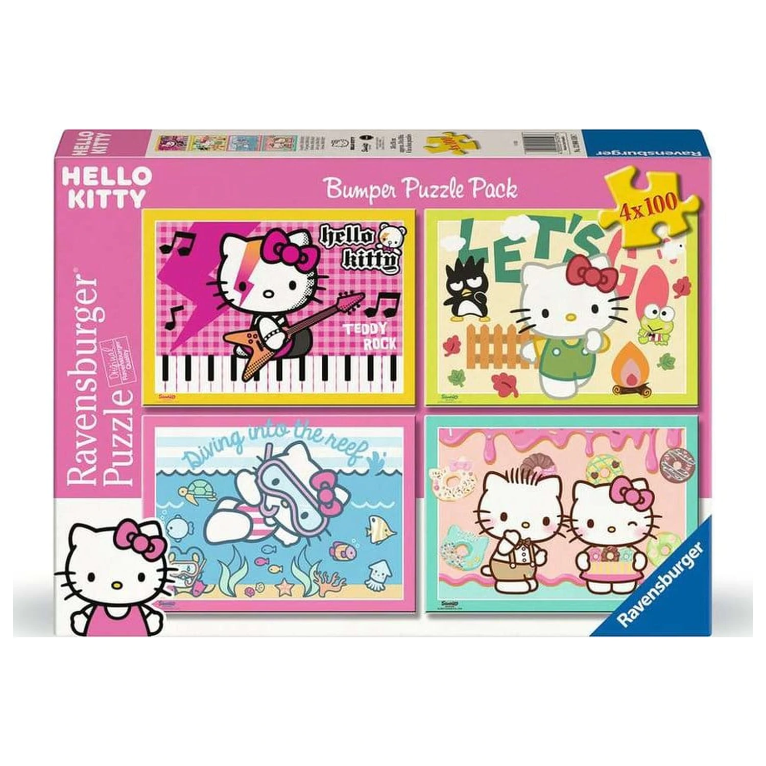 Hello Kitty puzzle 4 db-os csomag Let's Go, Hello Kitty! (4x100 darab) termékfotó