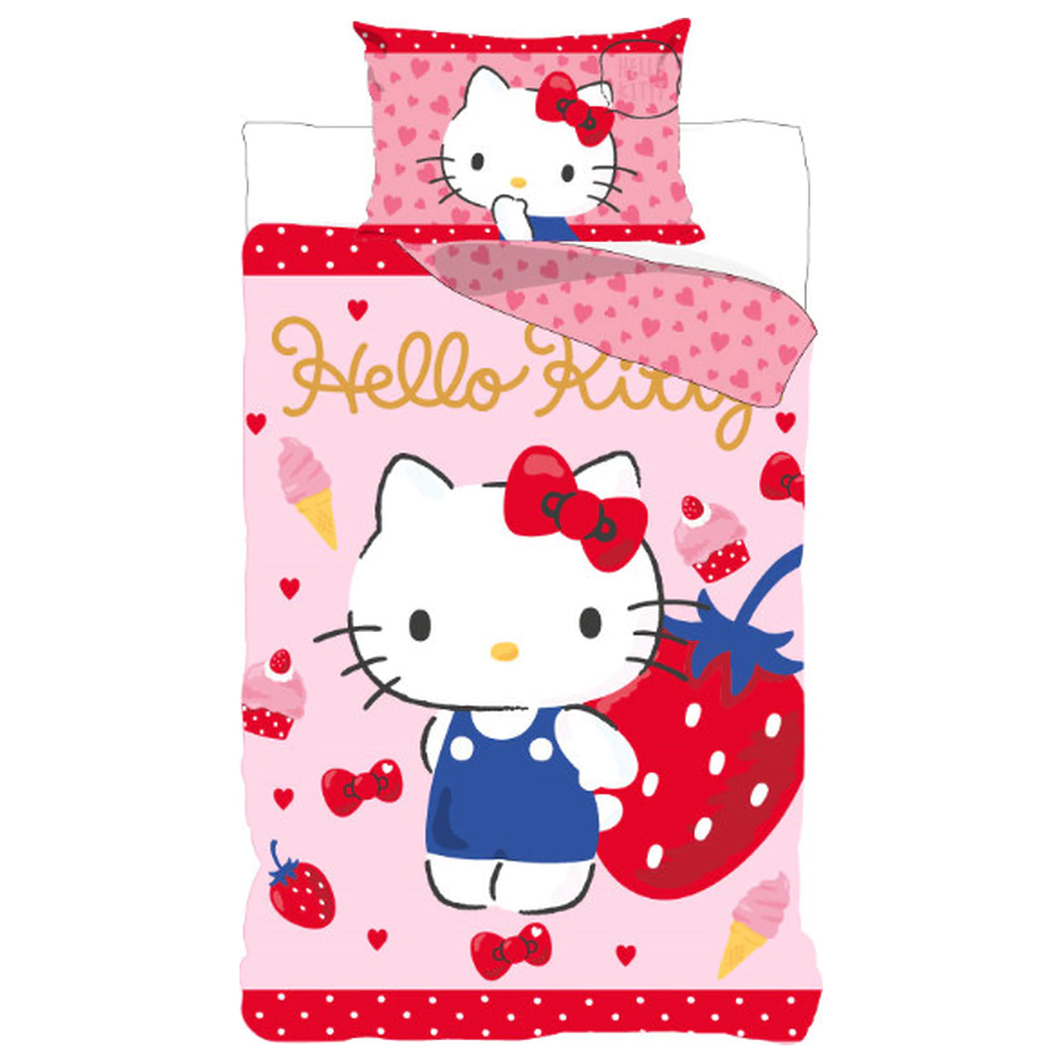 Hello Kitty Strawberry gyerek, ovis ágyneműhuzat termékfotó