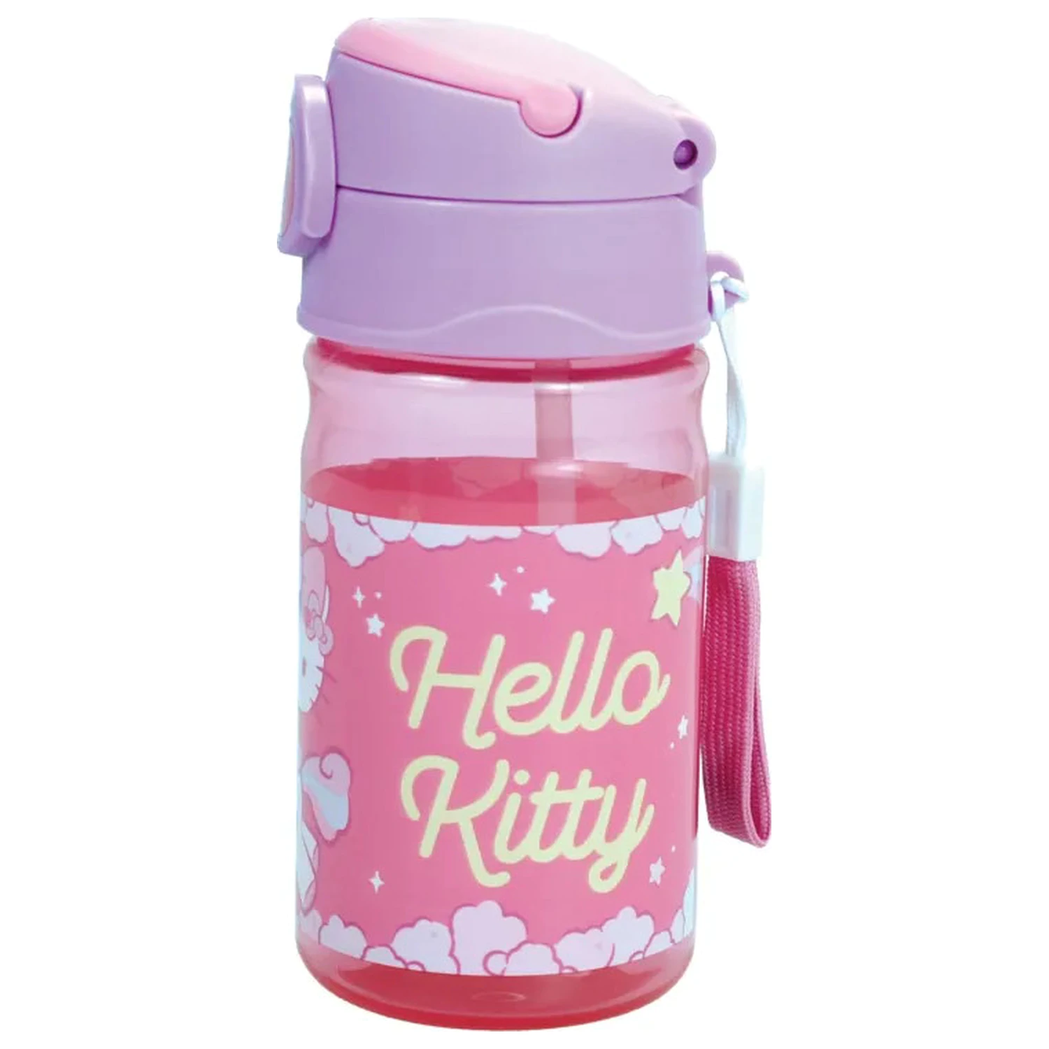 Hello Kitty Unicorn műanyag szívószálas kulacs akasztóval 350 ml termékfotó
