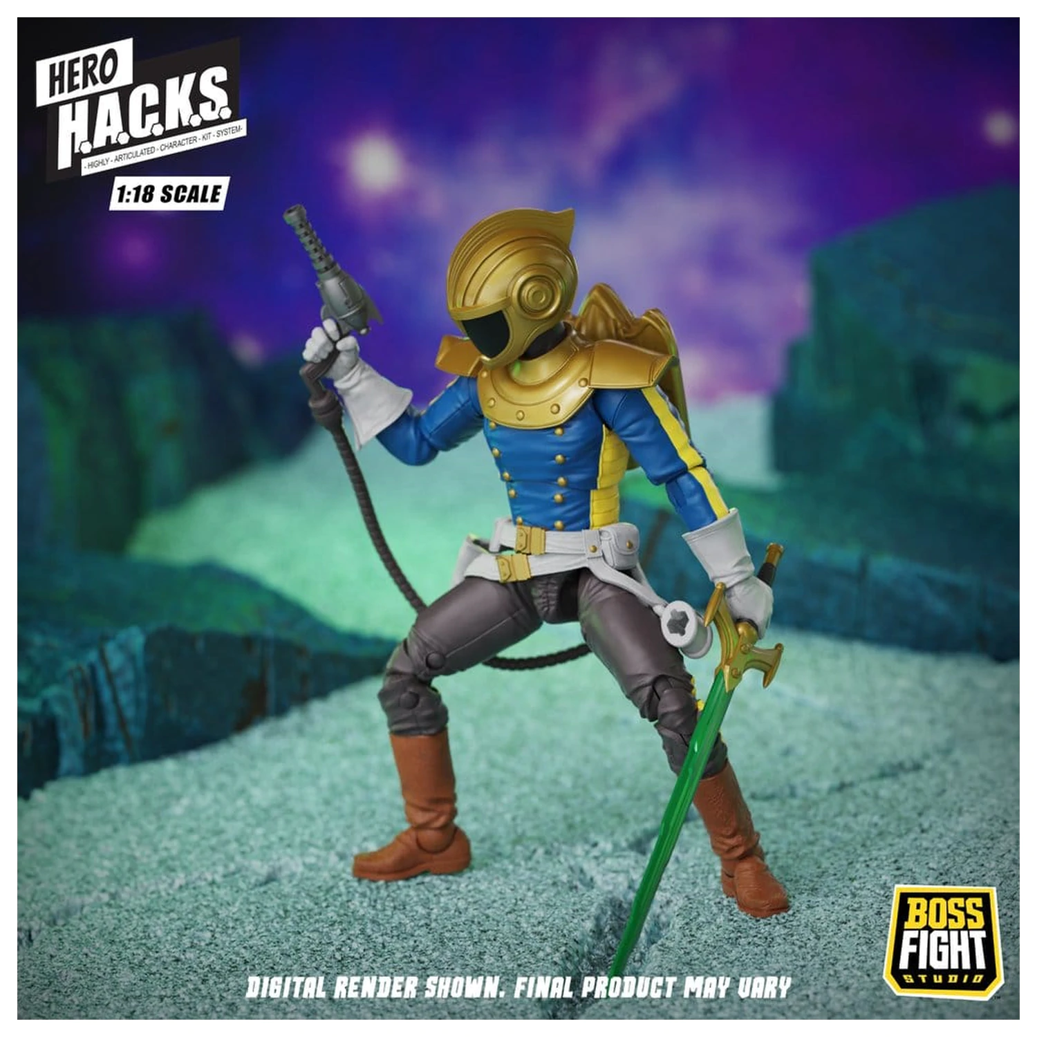 Hero H.A.C.K.S. Core akciófigura 1/18 Heroes and Villains Wave 1 Jett Steelblade: Stellar Knight of Accord termékfotó