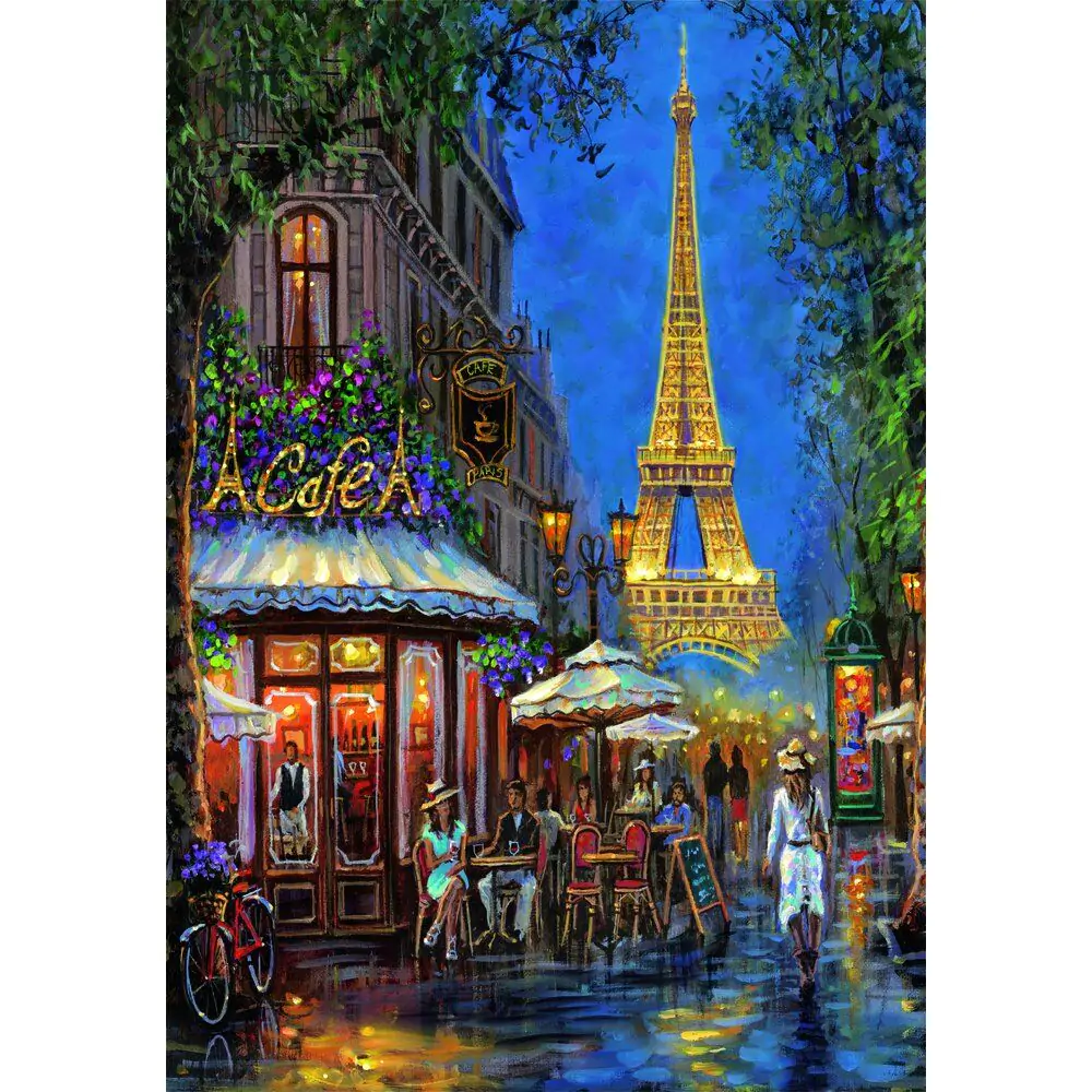 High Quality Night at the Eiffel Cafe puzzle 500db-os termékfotó