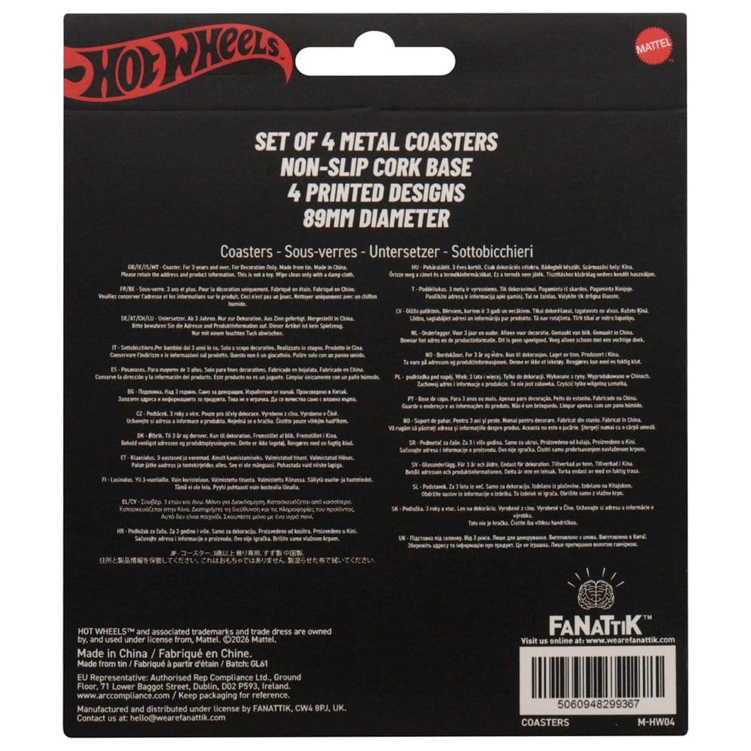 Hot Wheels 4 db-os poháralátét csomag termékfotó
