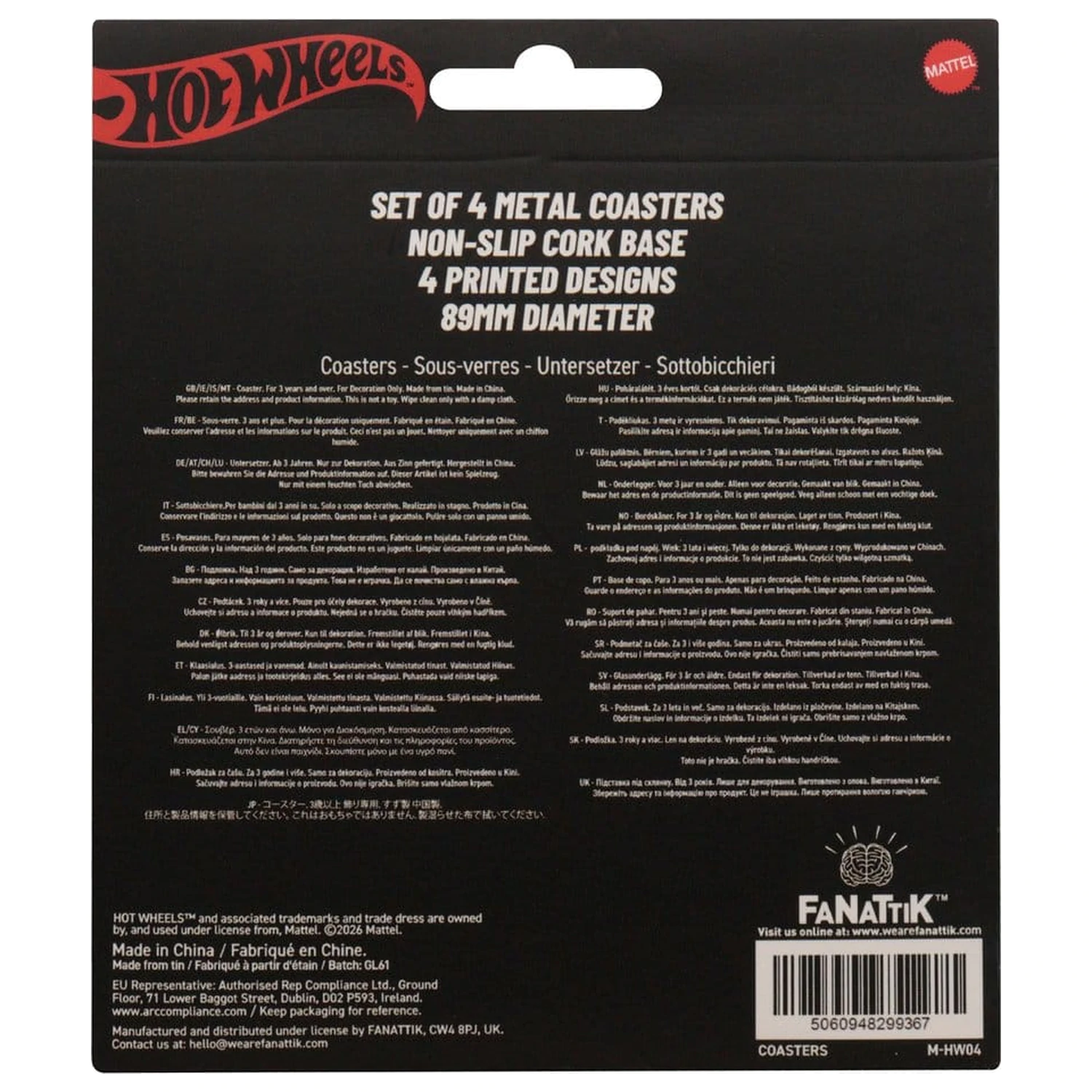 Hot Wheels 4 db-os poháralátét csomag termékfotó
