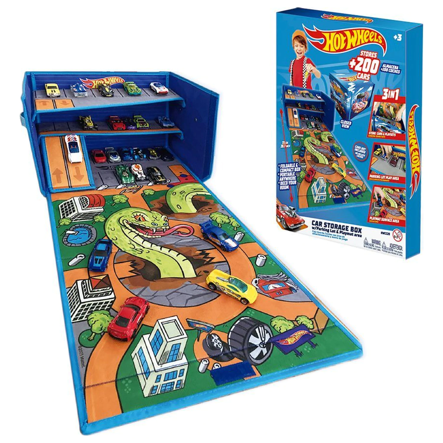 Hot Wheels autó rendeződoboz pályával és játszófelülettel termékfotó