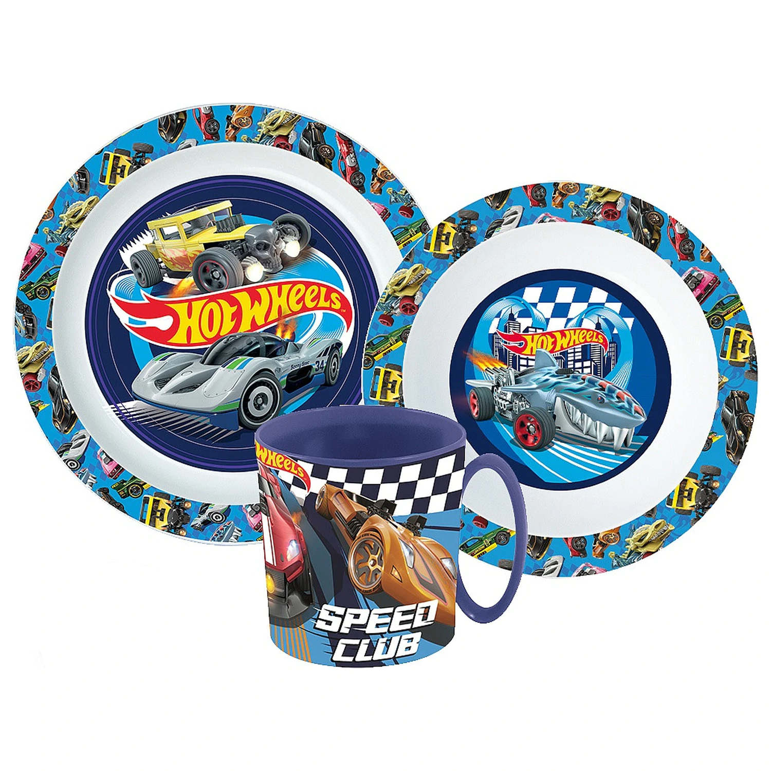 Hot Wheels Blue Fire étkészlet, micro műanyag szett bögrével  termékfotó