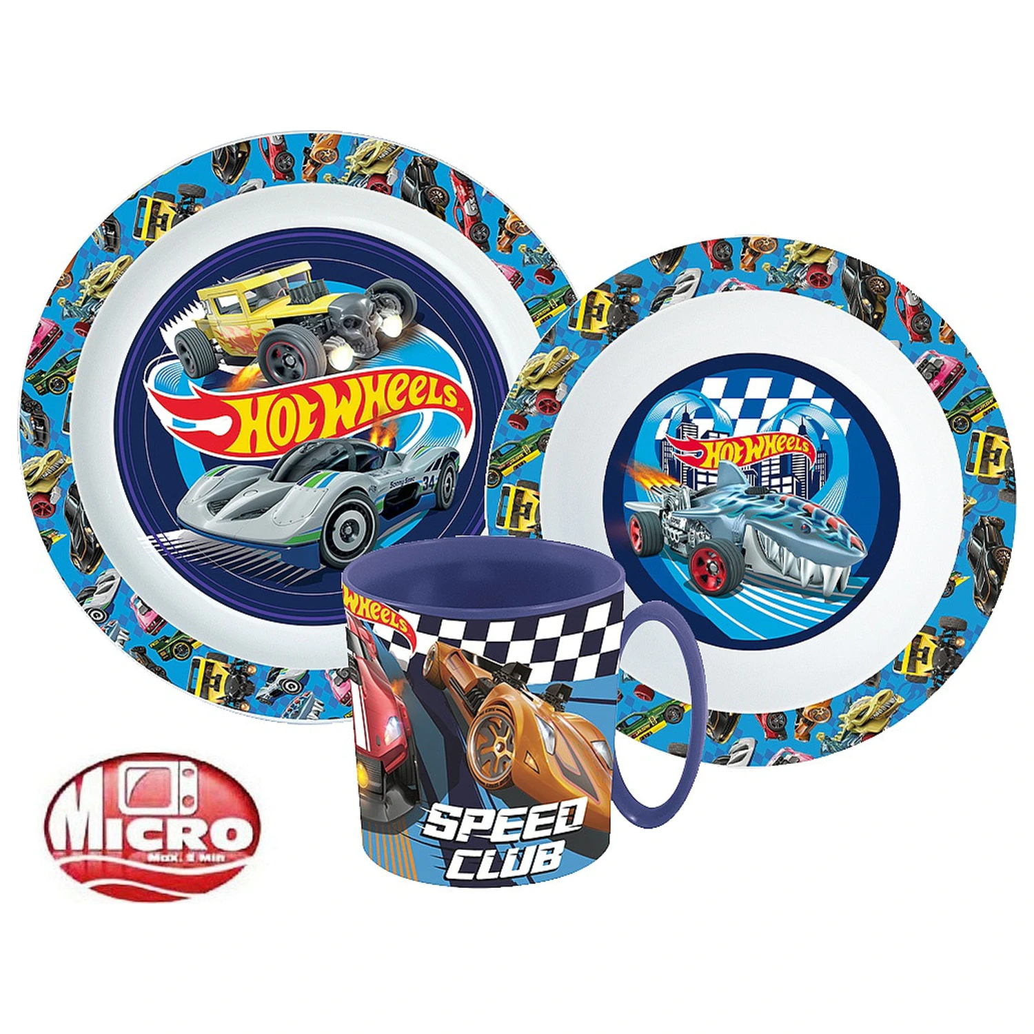 Hot Wheels Blue Fire étkészlet, micro műanyag szett bögrével  termékfotó