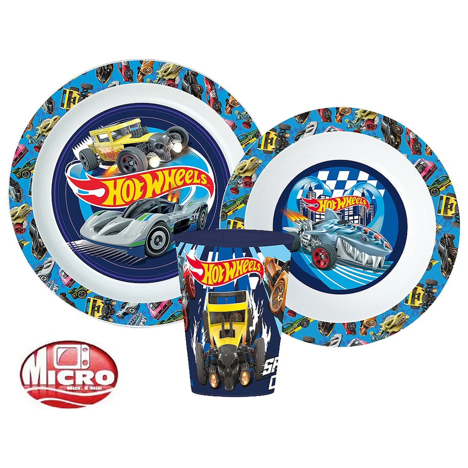 Hot Wheels Blue Fire étkészlet, micro műanyag szett pohárral 260 ml termékfotó