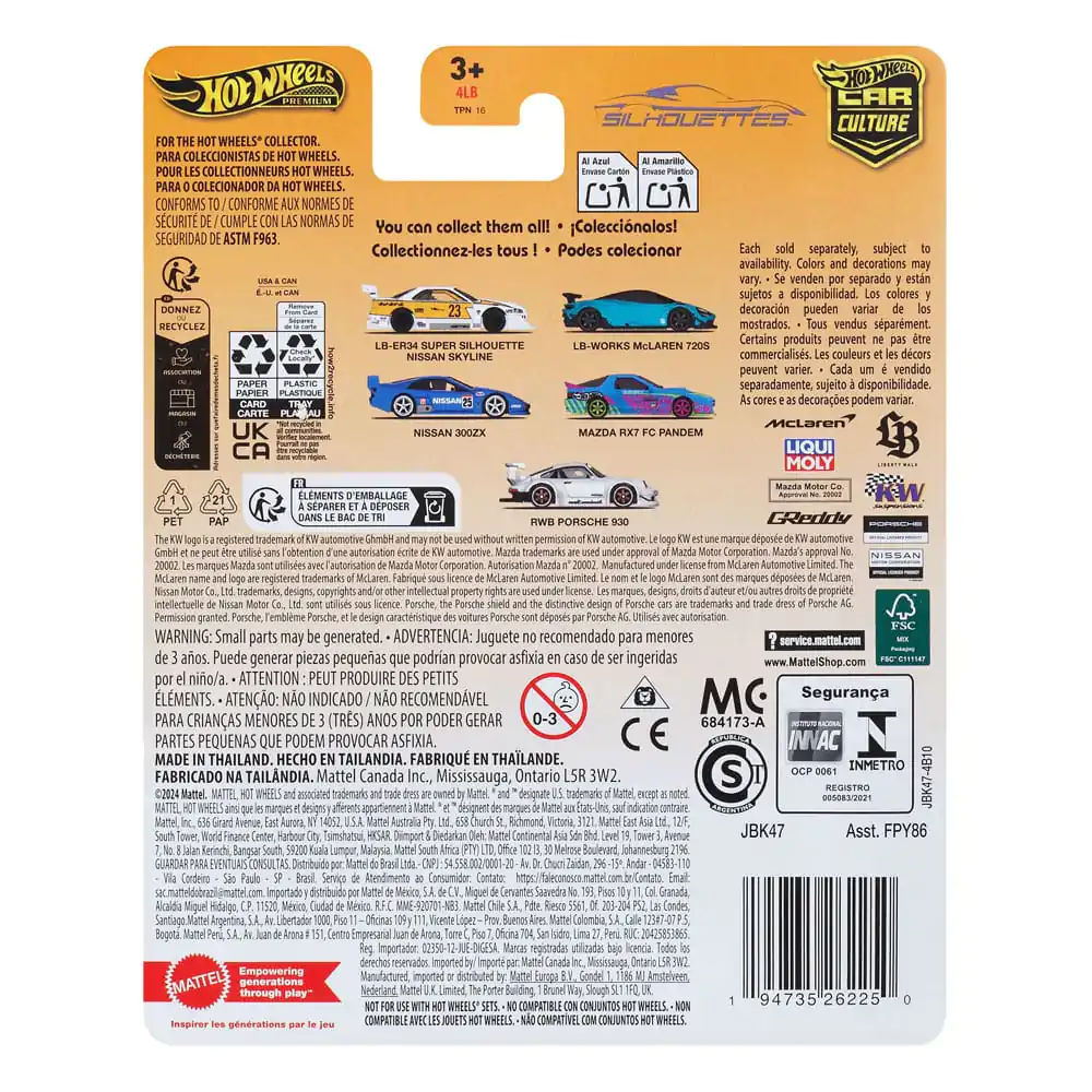 Hot Wheels Car Culture Silhouettes Diecast 1/64 LB-Works McLaren 720S jármű termékfotó