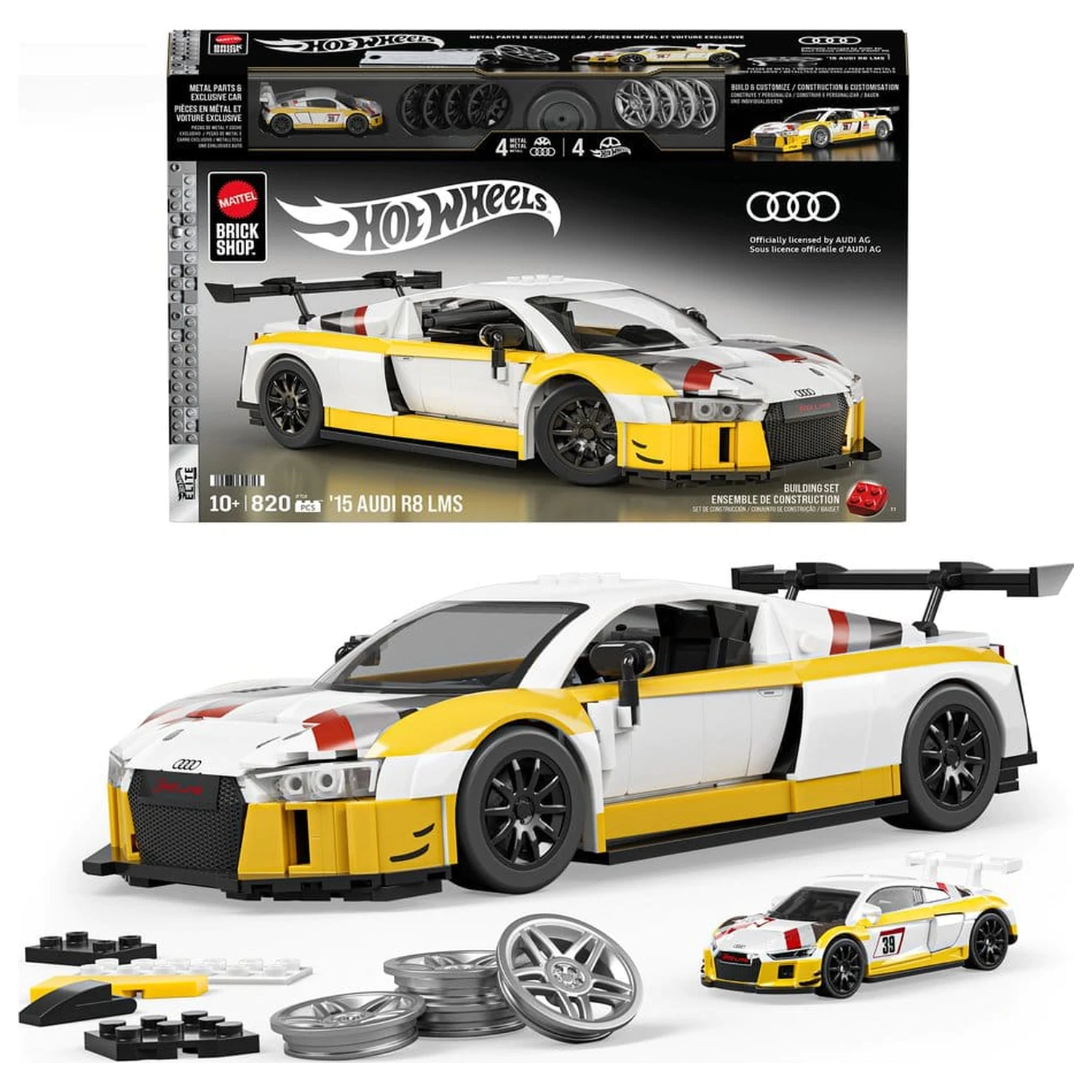 Hot Wheels Elite Mattel Brick Shop 1/16 '15 Audi R8 LMS építőkészlet termékfotó