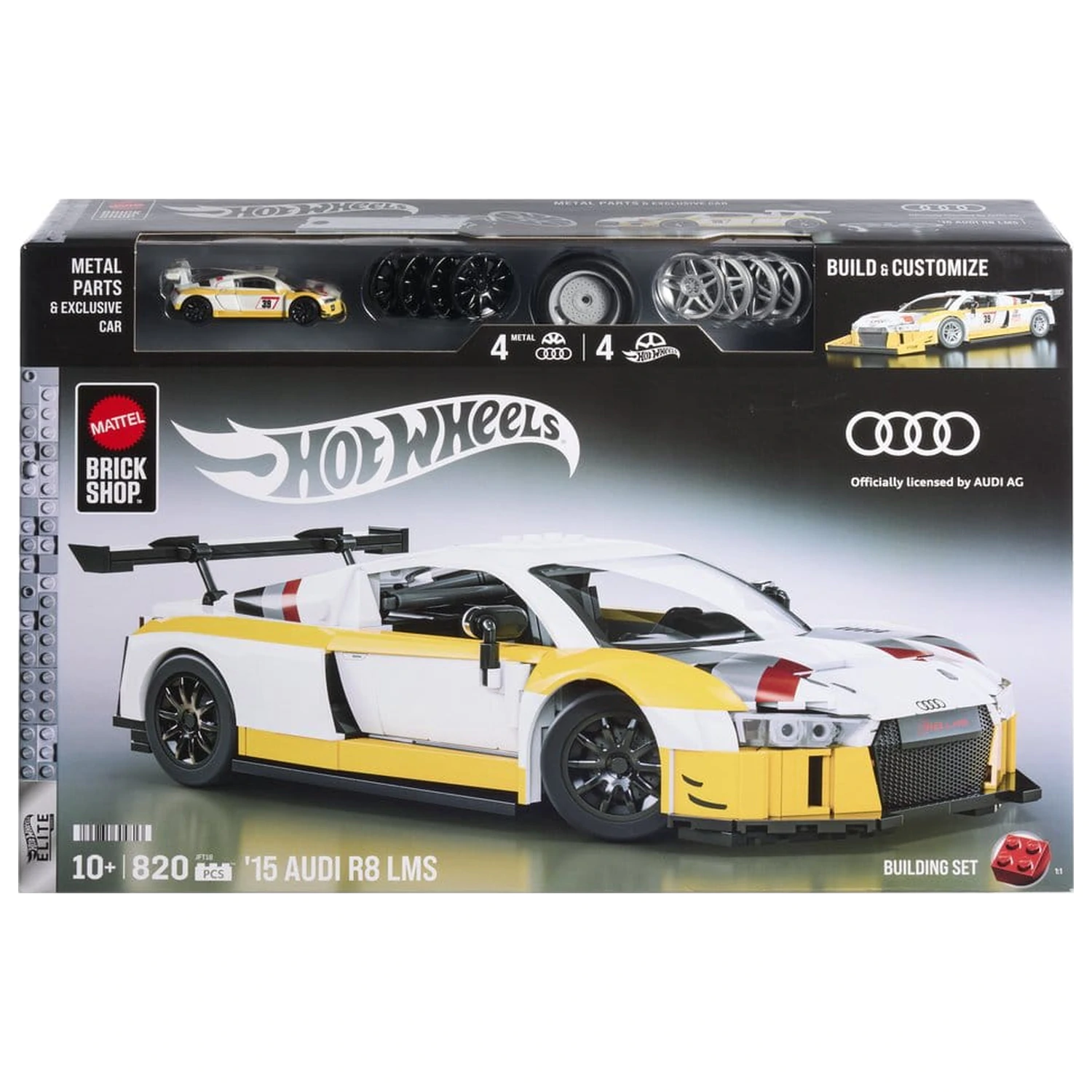 Hot Wheels Elite Mattel Brick Shop 1/16 '15 Audi R8 LMS építőkészlet termékfotó