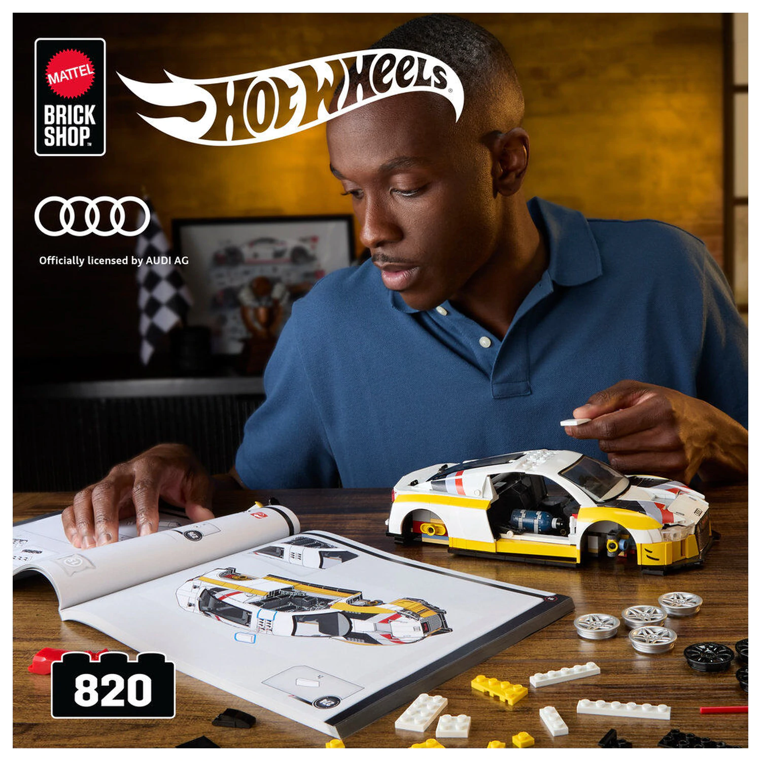 Hot Wheels Elite Mattel Brick Shop 1/16 '15 Audi R8 LMS építőkészlet termékfotó