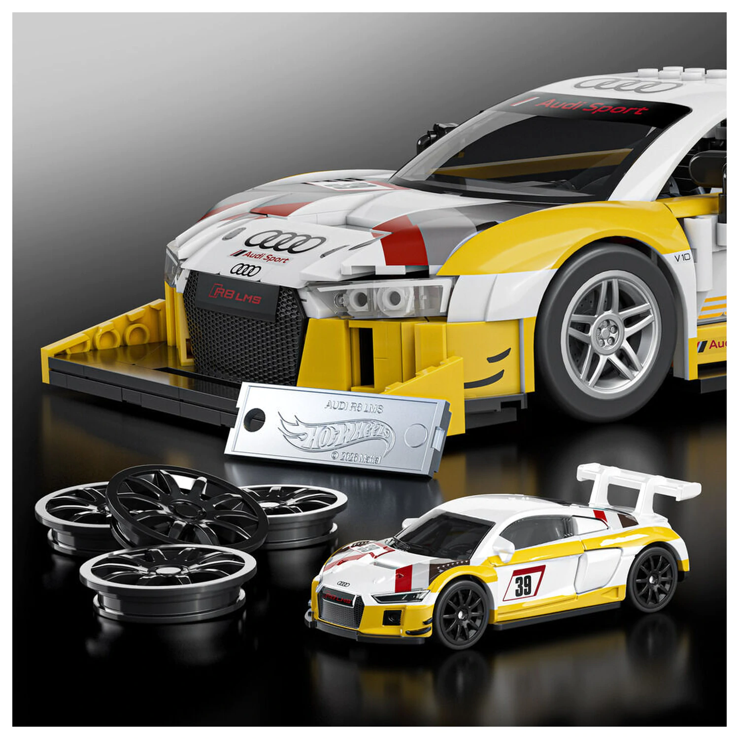 Hot Wheels Elite Mattel Brick Shop 1/16 '15 Audi R8 LMS építőkészlet termékfotó