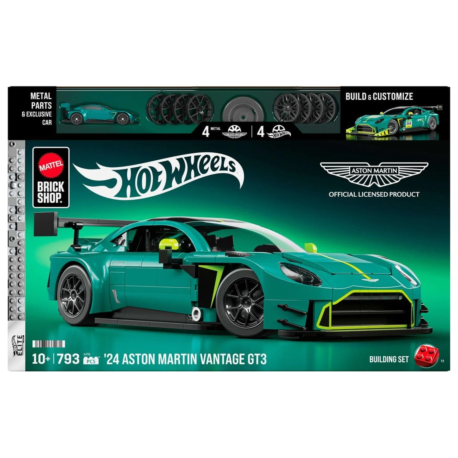 Hot Wheels Elite Mattel Brick Shop 1/16 '24 Aston Martin Vantage GT3 építőkészlet  termékfotó