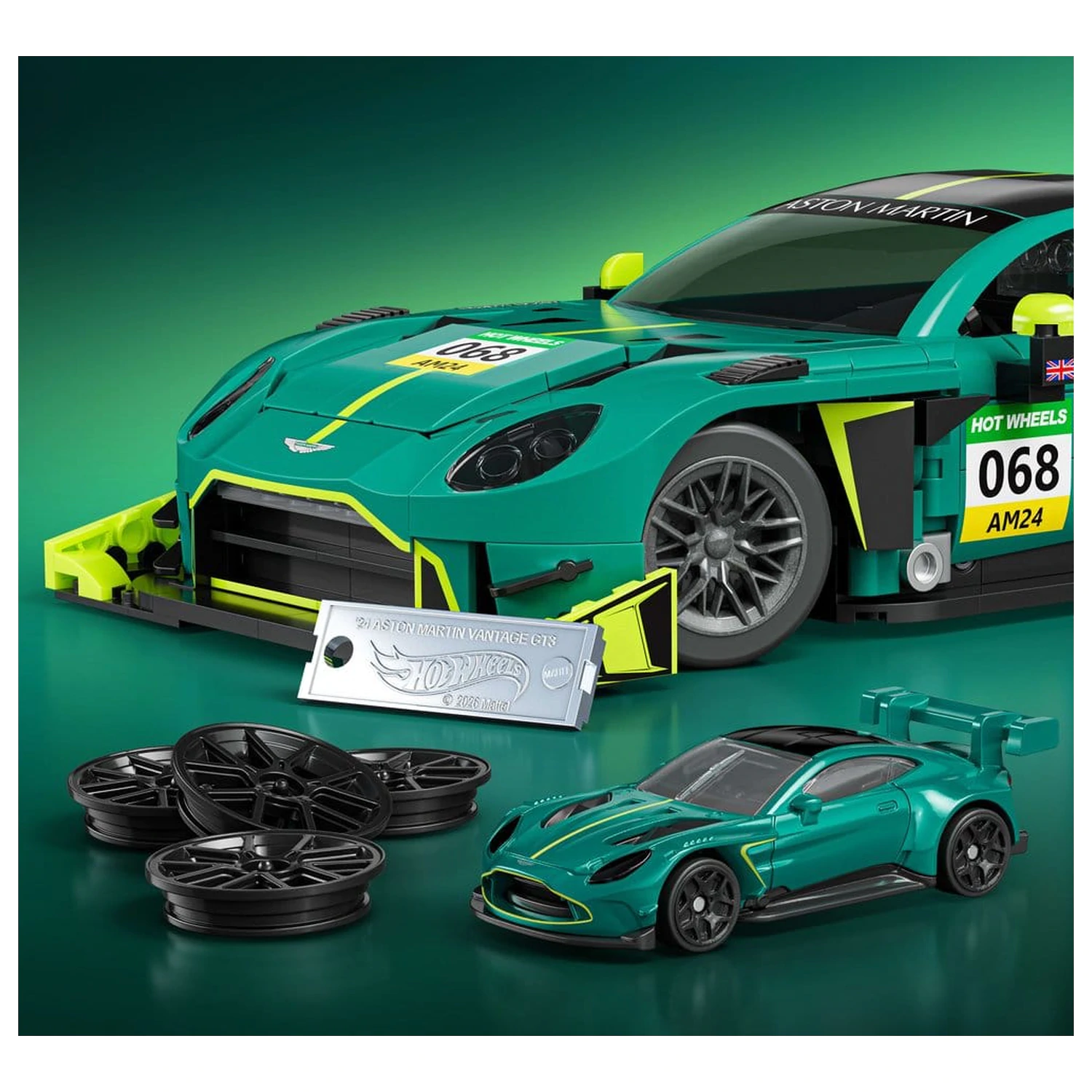 Hot Wheels Elite Mattel Brick Shop 1/16 '24 Aston Martin Vantage GT3 építőkészlet  termékfotó