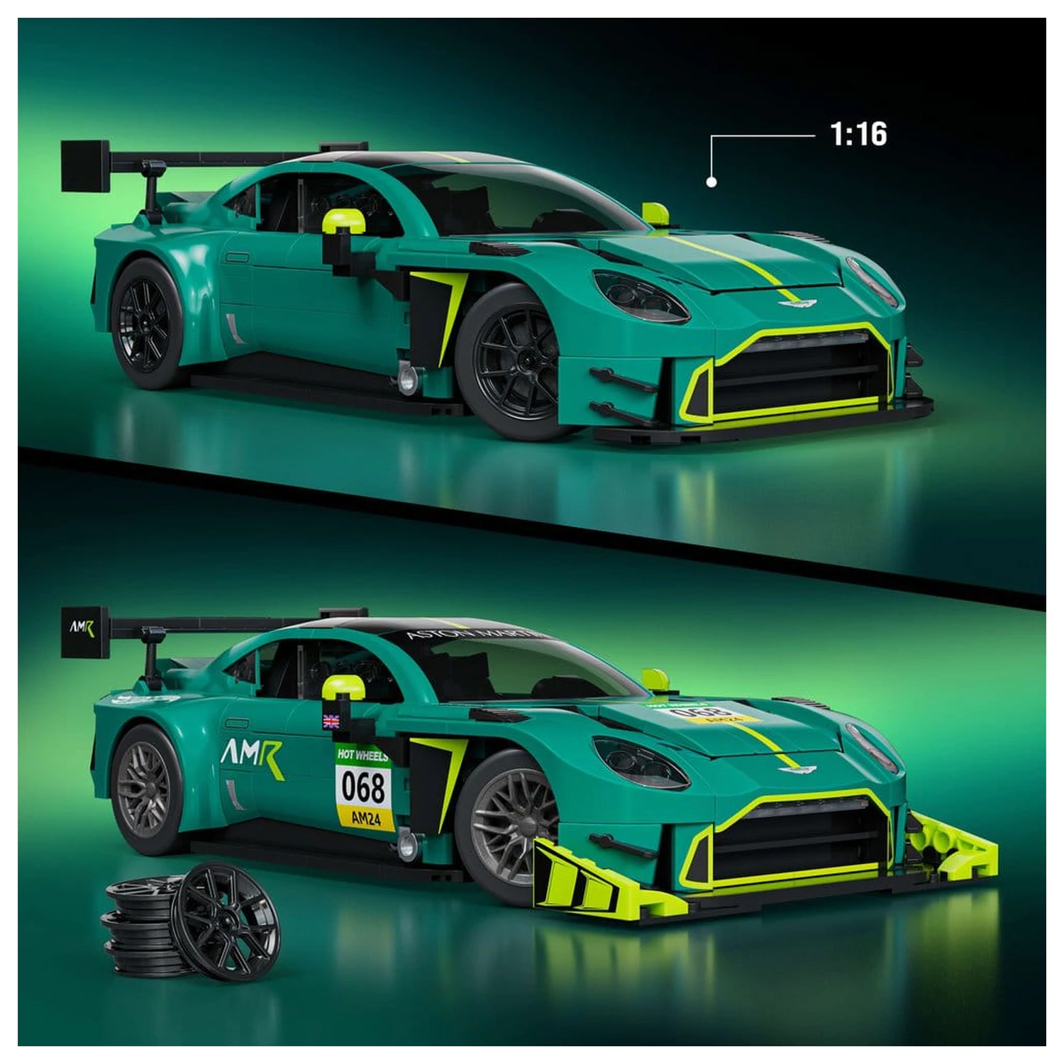 Hot Wheels Elite Mattel Brick Shop 1/16 '24 Aston Martin Vantage GT3 építőkészlet  termékfotó