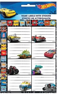 Hot Wheels füzetcímke matricával 16 db-os termékfotó