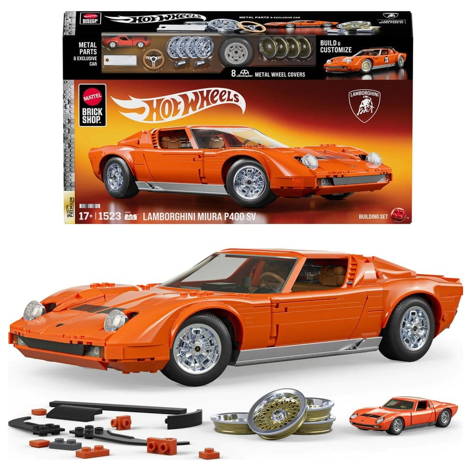 Hot Wheels Mattel Brick Shop 1/12 Lamborghini Miura P400 SV építőkészlet  termékfotó