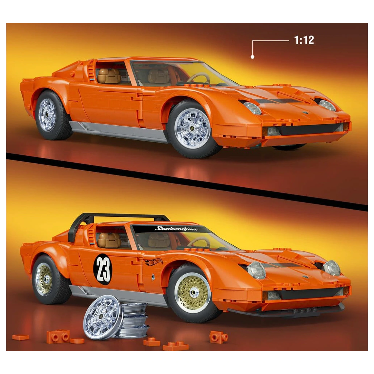 Hot Wheels Mattel Brick Shop 1/12 Lamborghini Miura P400 SV építőkészlet  termékfotó