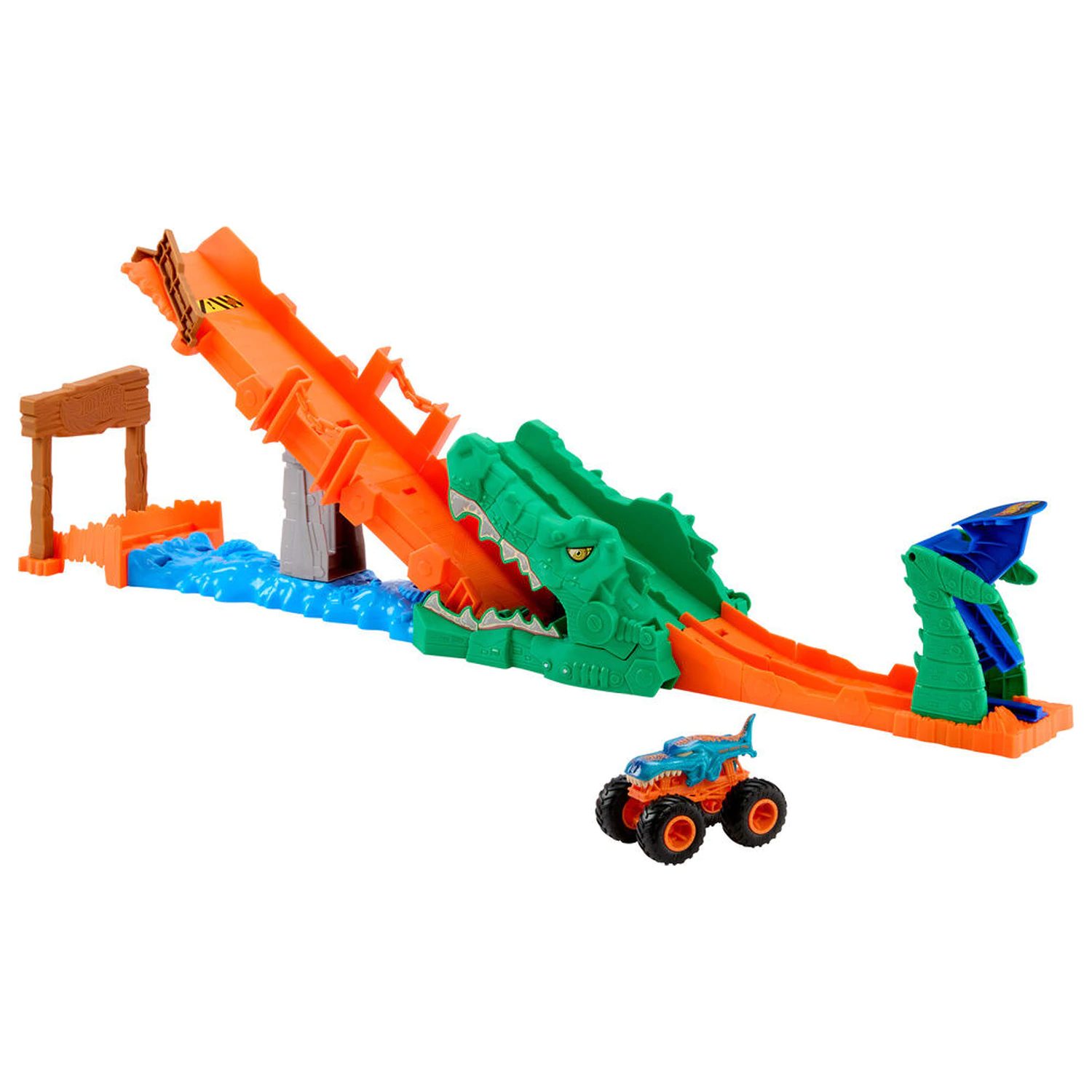 Hot Wheels Monster Trucks Cocodrile Crash Challenge játékszett termékfotó