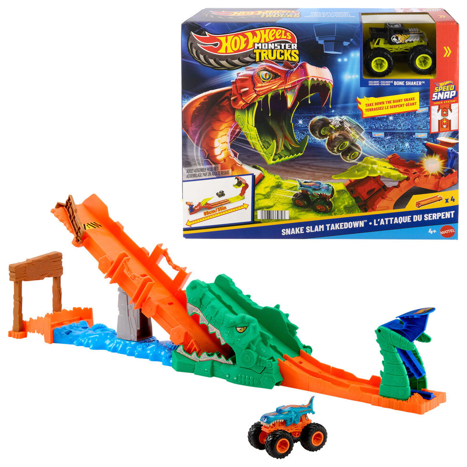 Hot Wheels Monster Trucks Cocodrile Crash Challenge játékszett termékfotó