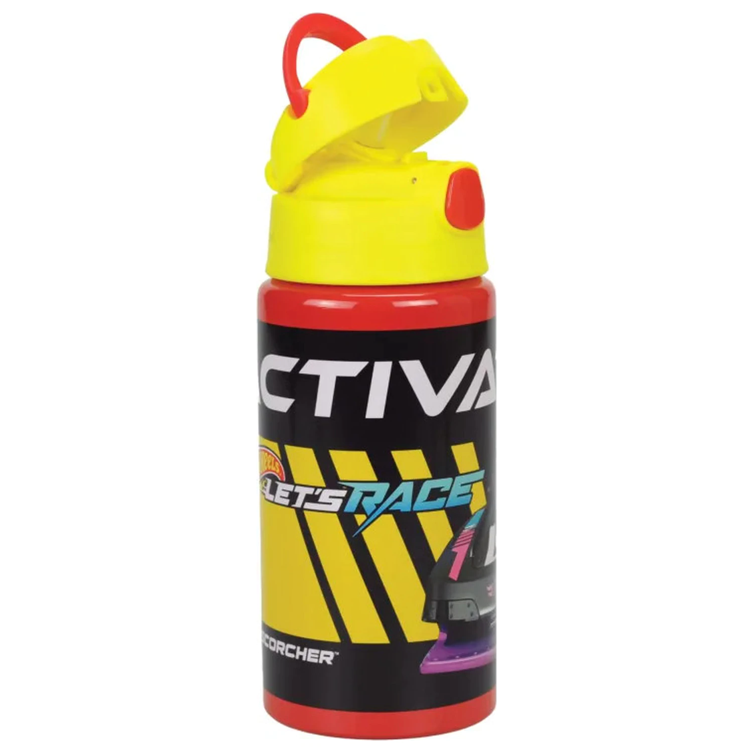 Hot Wheels Race alumínium szívószálas kulacs akasztóval 500 ml termékfotó