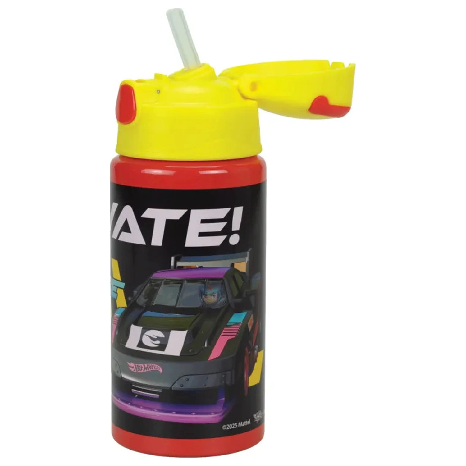 Hot Wheels Race alumínium szívószálas kulacs akasztóval 500 ml termékfotó