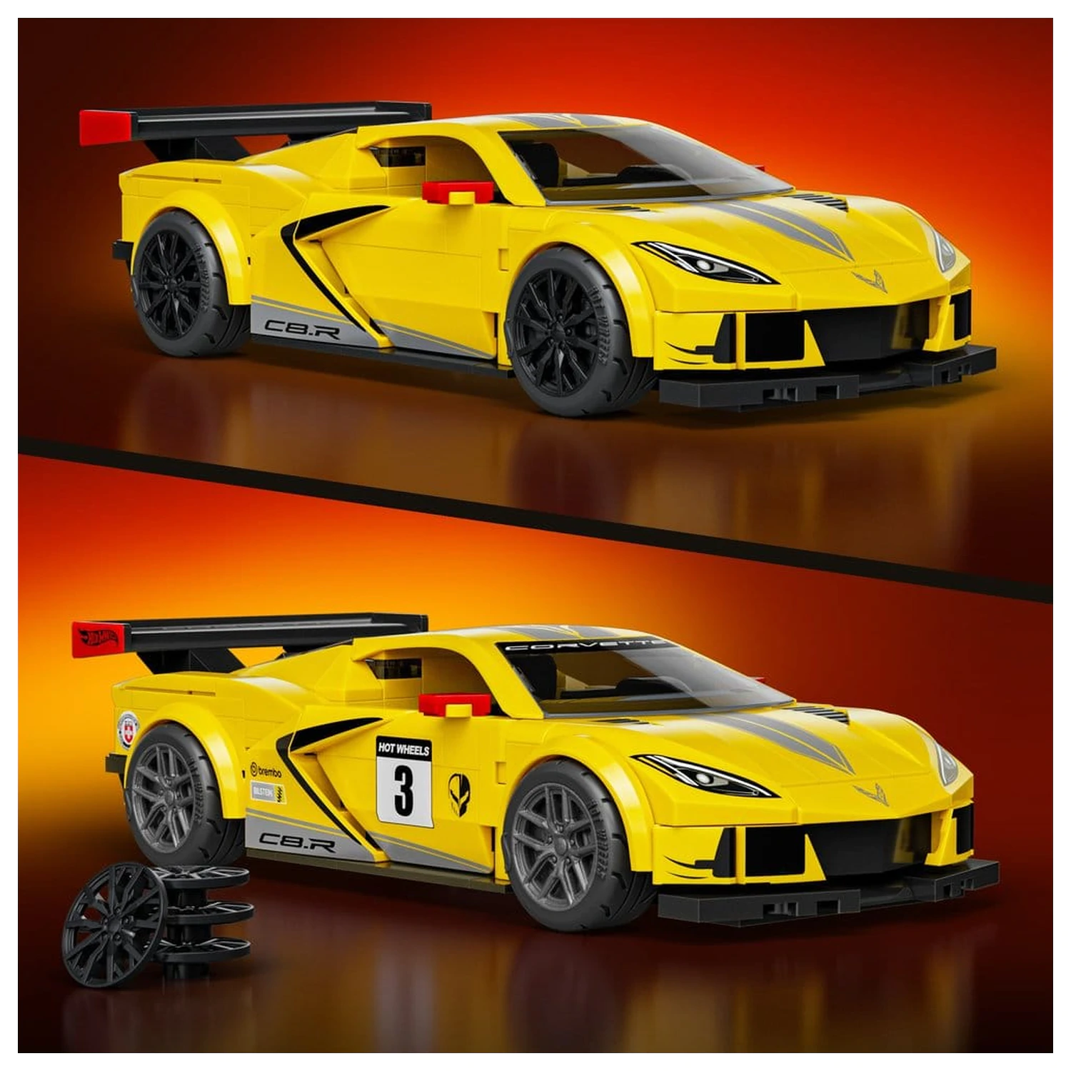 Hot Wheels Speed Mattel Brick Shop 1/32 '20 Corvette C8.R építőkészlet  termékfotó