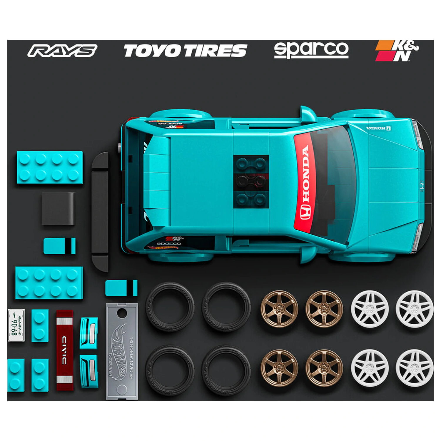 Hot Wheels Speed Series Mattel Brick Shop 1/32 Custom ’90 Honda Civic EF építőkészlet termékfotó