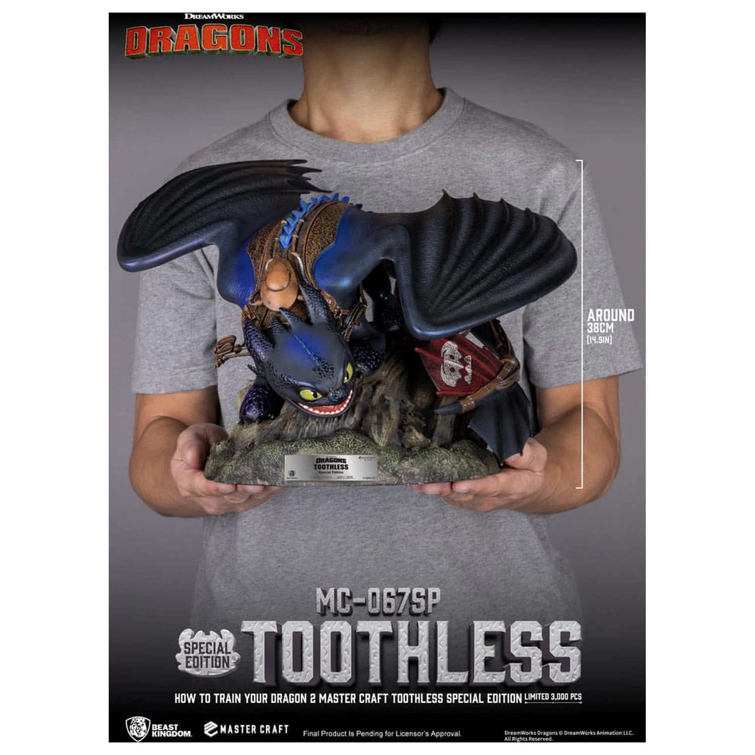 How To Train Your Dragon 2 Master Craft Toothless szobor figura 38 cm termékfotó