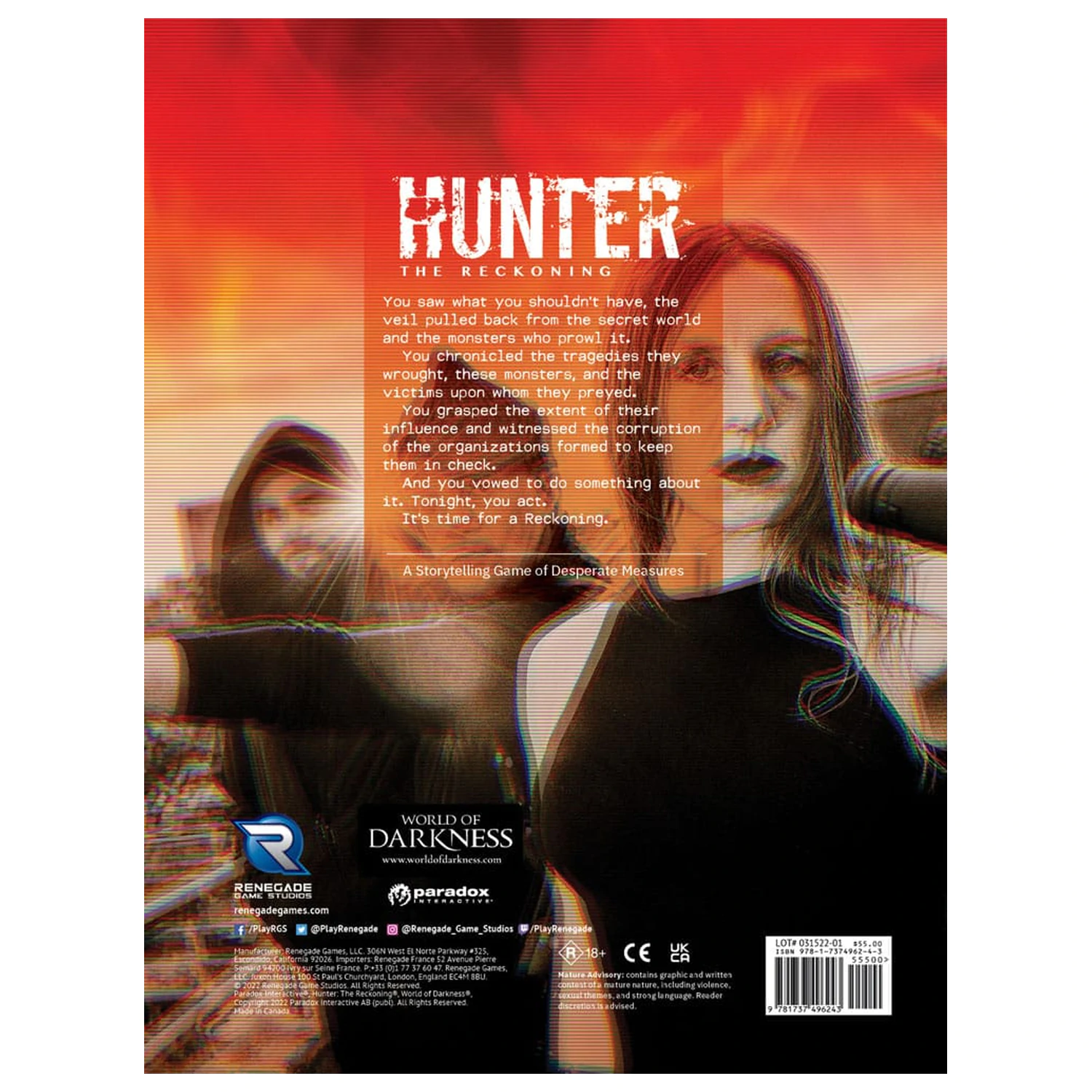 Hunter: The Reckoning 5th Edition RPG book Game Core Rulebook angol nyelvű termékfotó