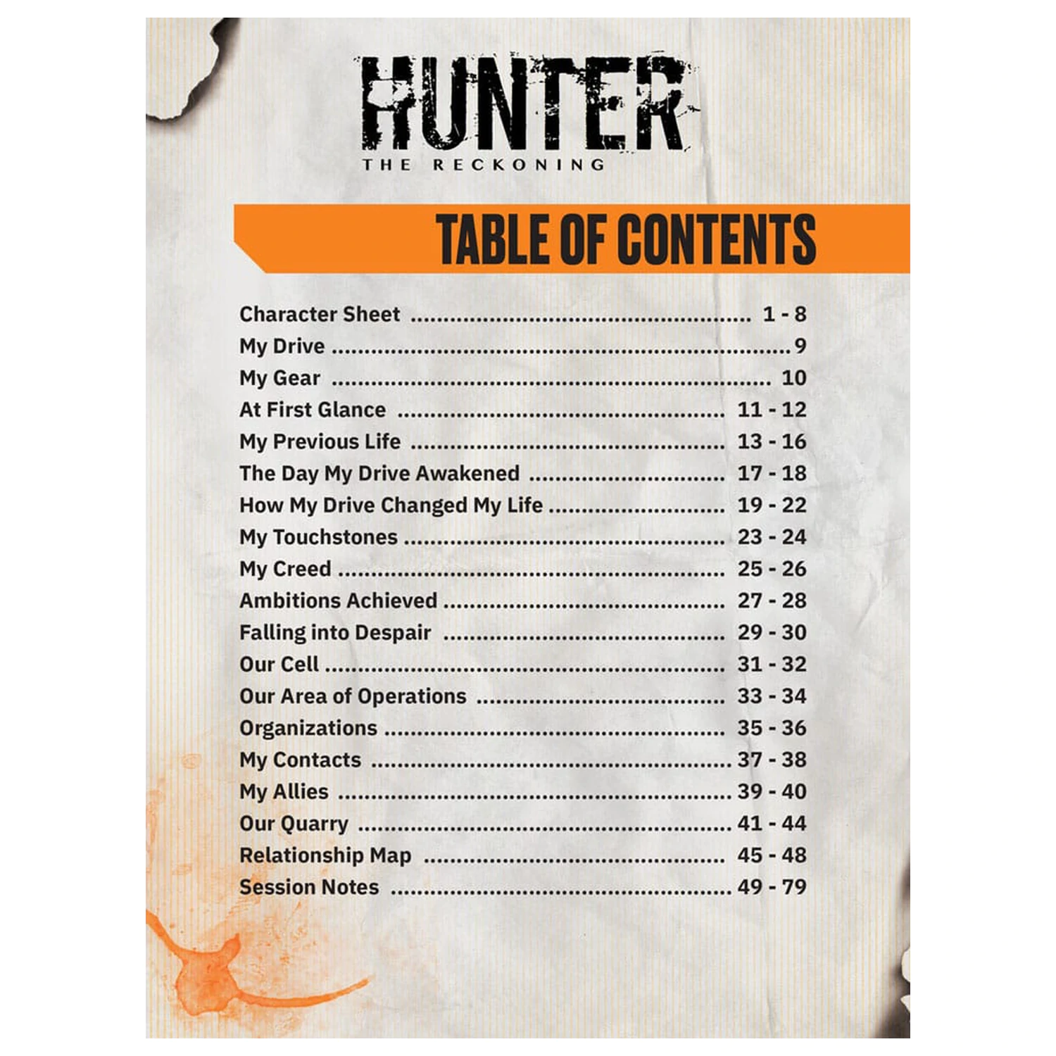 Hunter: The Reckoning 5th Edition RPG Journal Expanded Character Sheet Journal angol nyelvű termékfotó