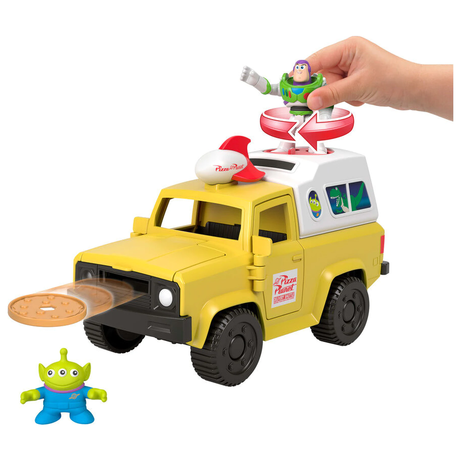 Imaginext Disney Pixar Toy Story Pizza Planet truck + Buzz Lightyear and Alien figurák termékfotó