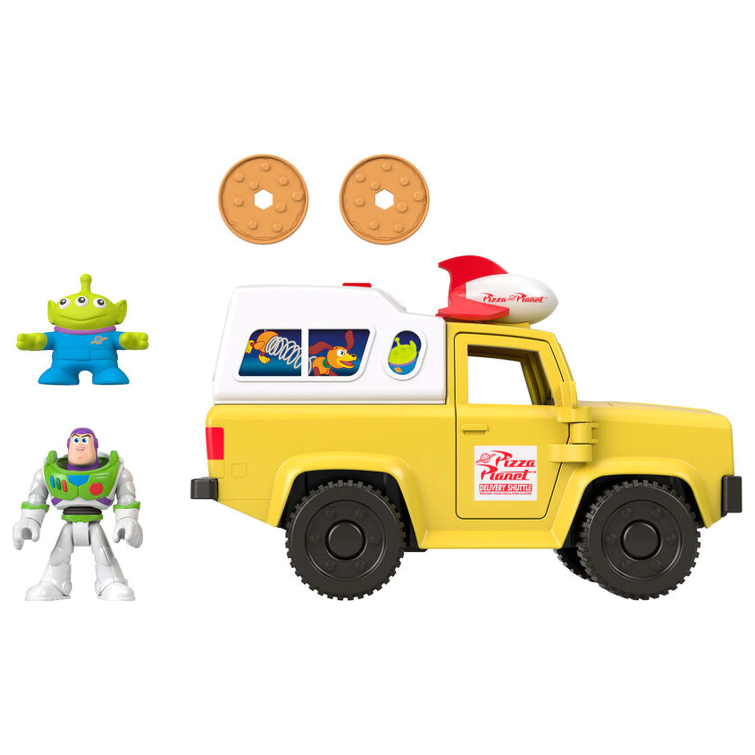 Imaginext Disney Pixar Toy Story Pizza Planet truck + Buzz Lightyear and Alien figurák termékfotó