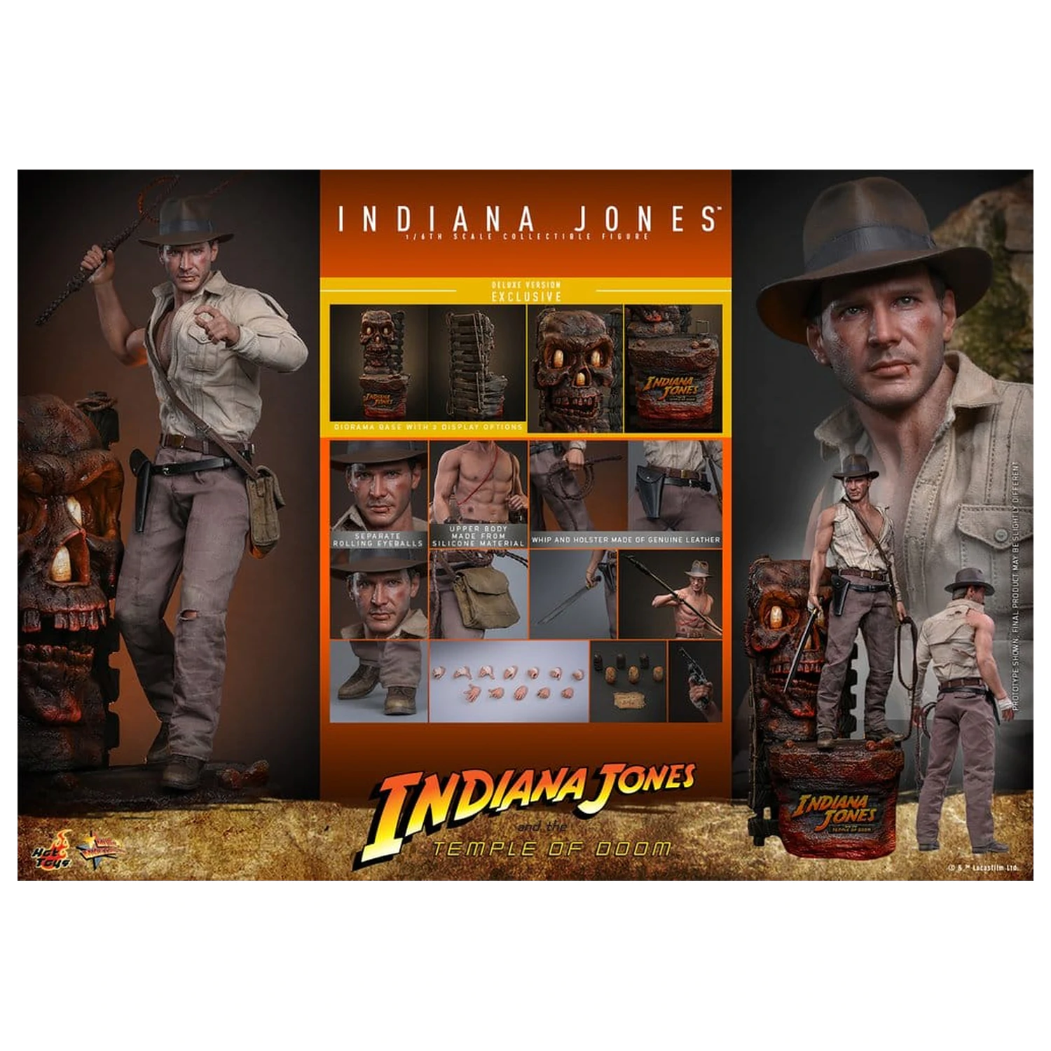 Indiana Jones Movie Masterpiece akciófigura 1/6 Indiana Jones (Deluxe Version) 30 cm termékfotó